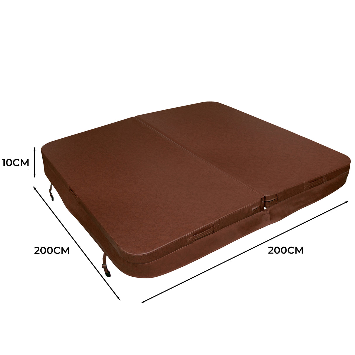Housse de spa marron en polyester, dimensions 200 cm x 200 cm, texture lisse et résistante, idéale pour protéger votre spa