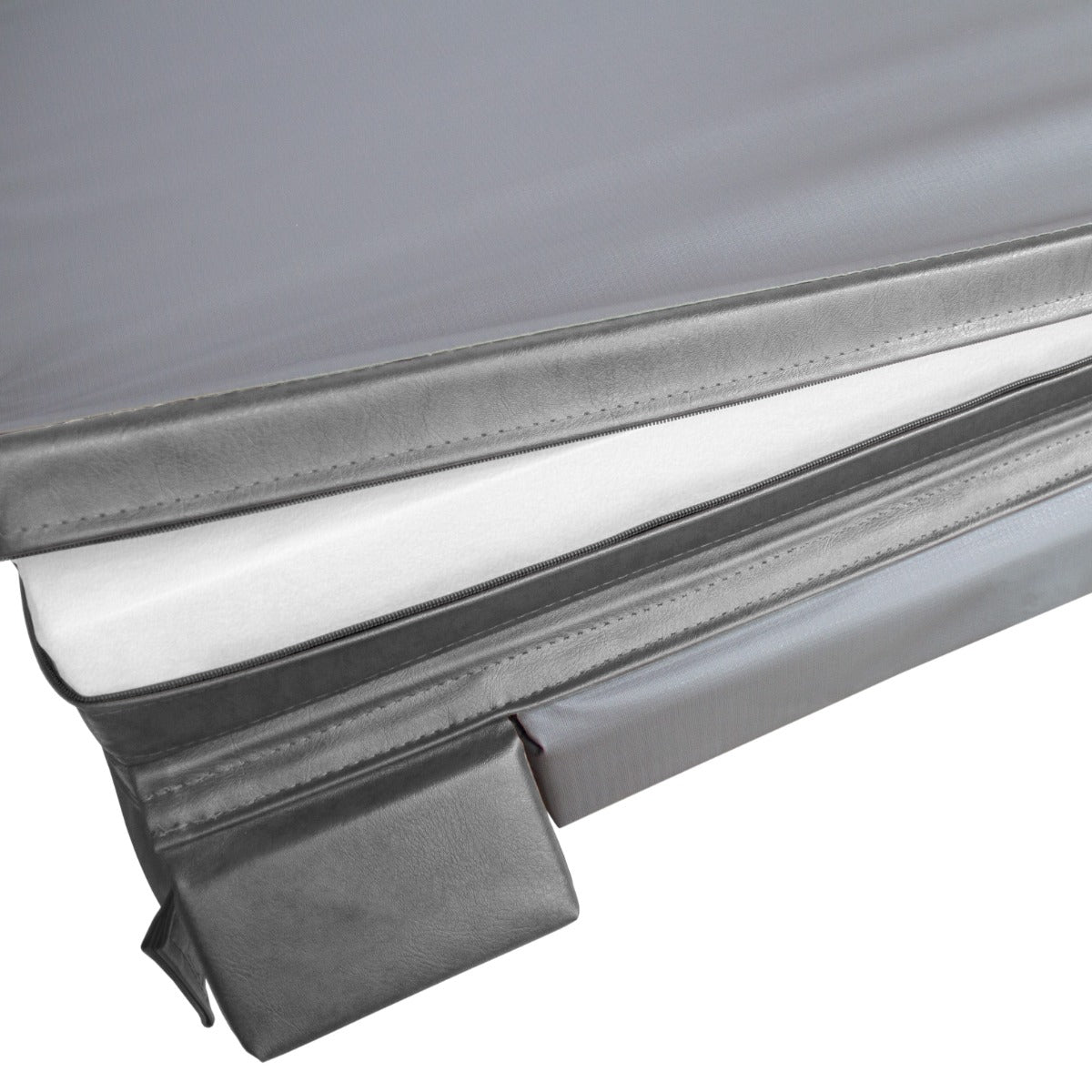 Housse de spa Jardi en gris, 220 cm x 220 cm, avec texture lisse et coutures renforcées pour une protection optimale contre les intempéries