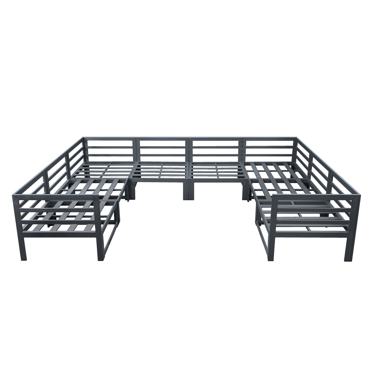 Salon de Jardin en Aluminium 8 Personnes & Table Foyer au Gaz - Gris