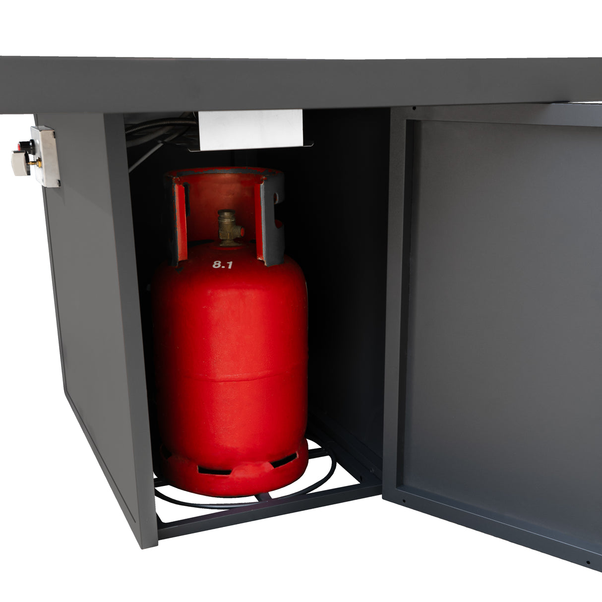 Salon de Jardin en Aluminium 8 Personnes & Table Foyer au Gaz - Gris