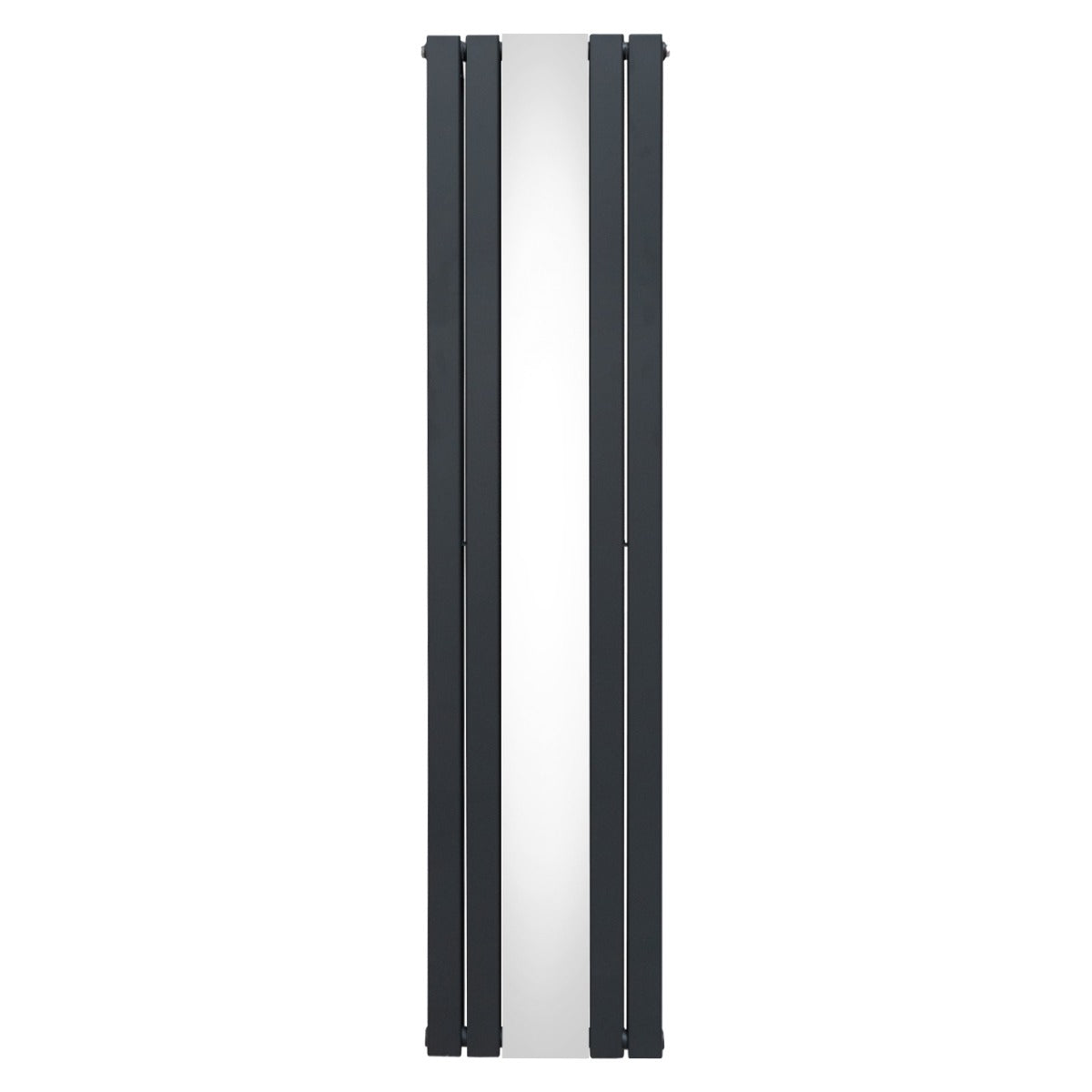 Radiateur plat à miroir en gris anthracite, deux panneaux, design moderne et épuré, surface lisse et réfléchissante, dimensions 1800 x 425 mm