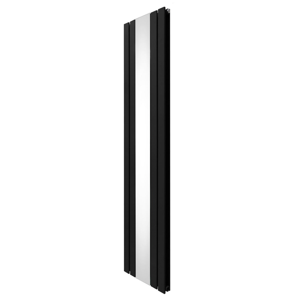 Radiateur plat à miroir noir, deux panneaux, design moderne et élégant, dimensions 1800 x 425 mm, surface lisse et réfléchissante