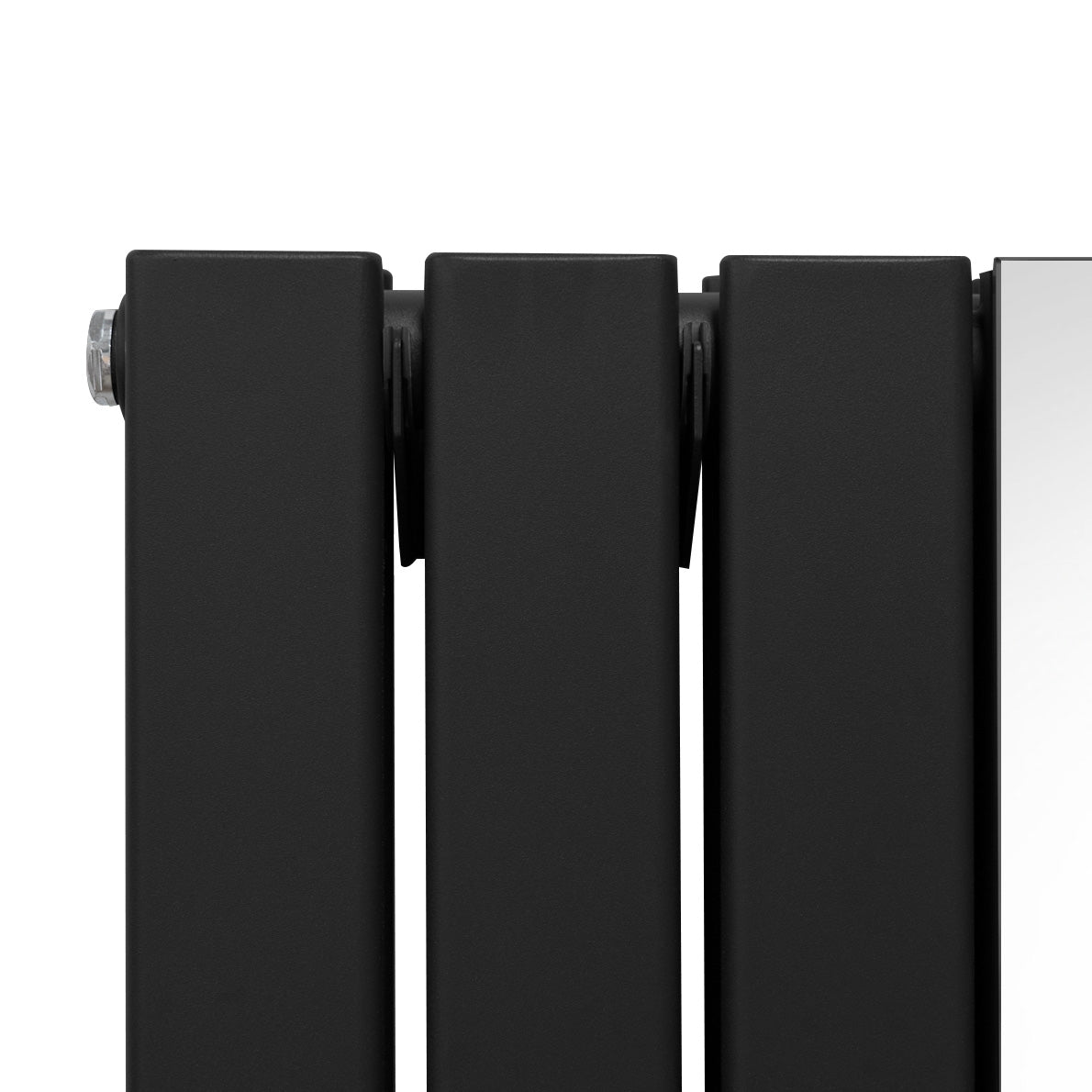 Radiateur plat à miroir noir, deux panneaux, finition lisse, design moderne et élégant, dimensions 1800 x 425 mm