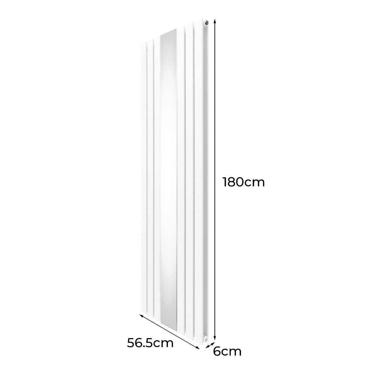 Radiateur plat à miroir blanc, 180 x 56,5 cm, design élégant avec deux panneaux et texture lisse, idéal pour la décoration intérieure