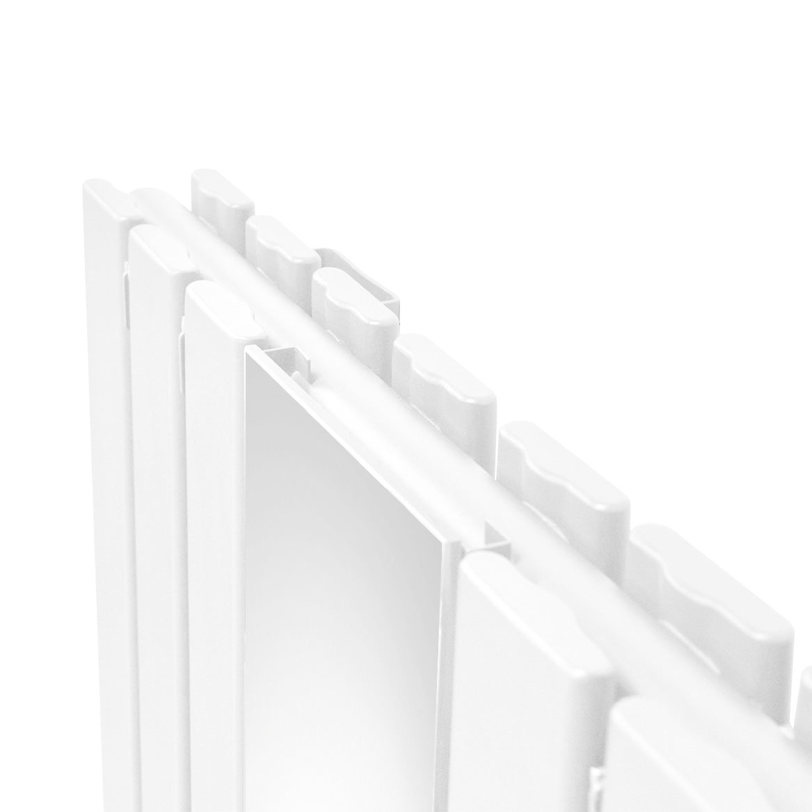 Radiateur plat à miroir blanc, deux panneaux, avec une finition lisse et brillante, dimensions 1800 x 565 mm, design moderne et élégant