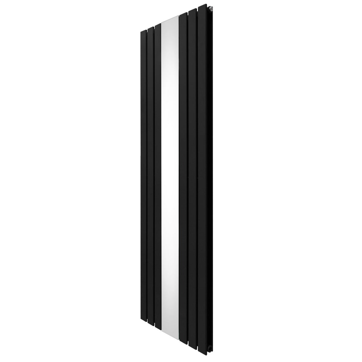 Radiateur plat à miroir noir, 2 panneaux, 1800 x 565 mm, avec une surface lisse et réfléchissante, design moderne et élégant