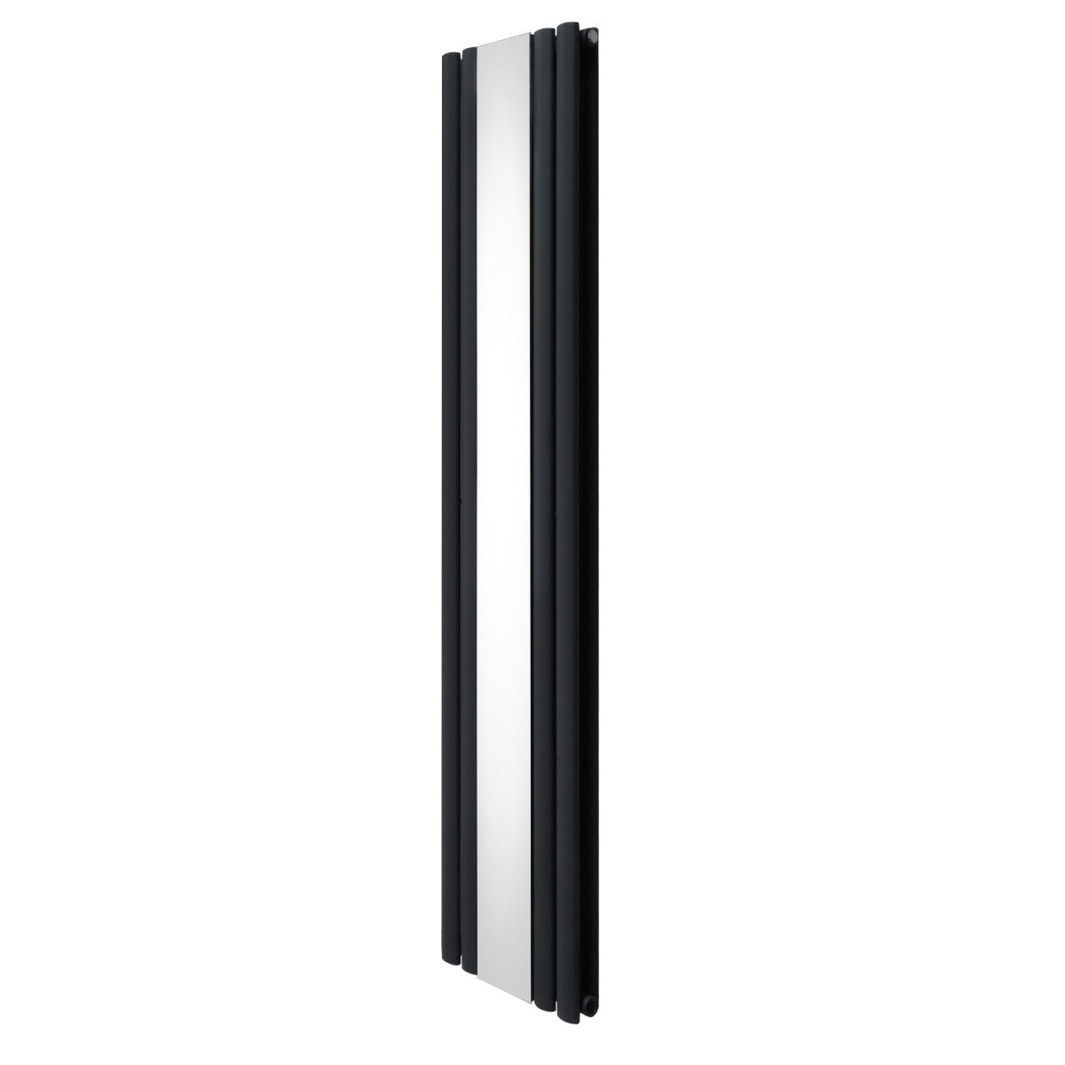 Radiateur à colonnes ovales gris anthracite, deux panneaux, finition miroir, design moderne et élégant, dimensions 1800 x 380 mm