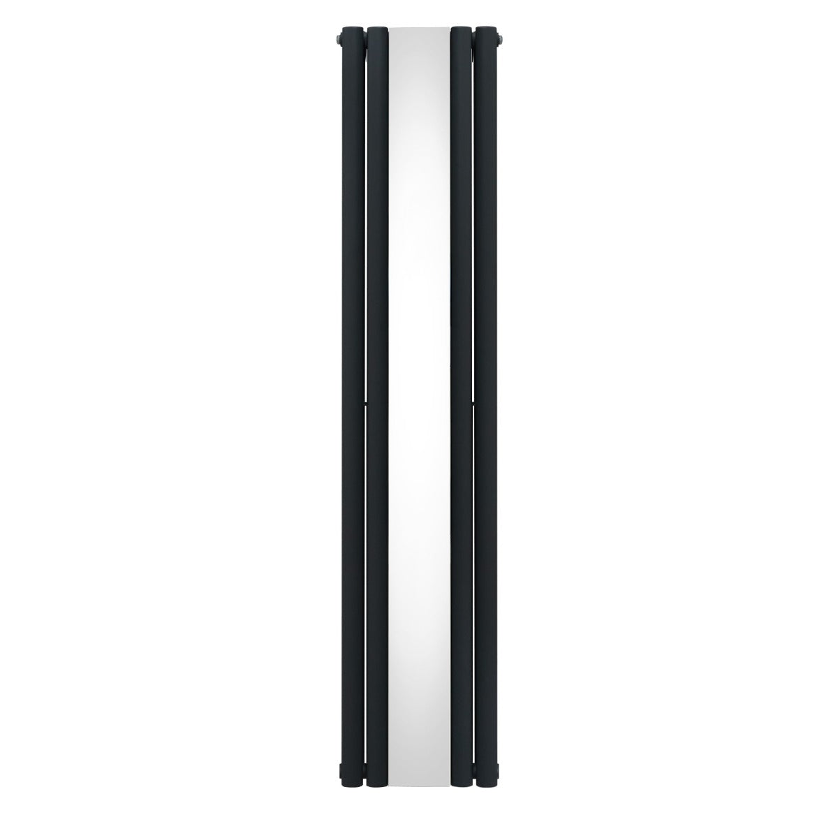 Radiateur à colonnes ovales gris anthracite avec surface miroir, design moderne et épuré, dimensions 1800 x 380 mm
