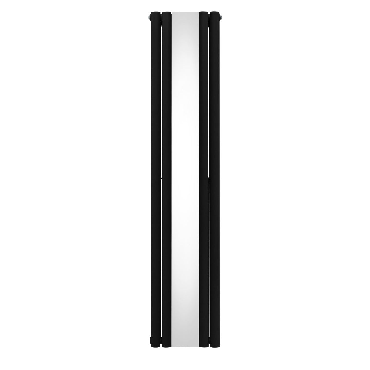 Radiateur à colonnes ovales noir avec finition miroir, dimensions 1800 x 380 mm, design moderne et élégant, idéal pour tout espace