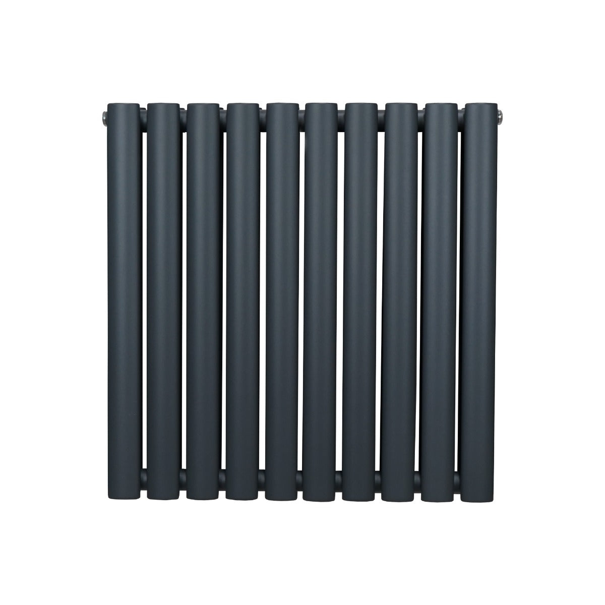 Radiateur à colonnes ovales gris anthracite, 2 panneaux, 600 x 600 mm, avec finition lisse et design moderne, idéal pour le chauffage intérieur