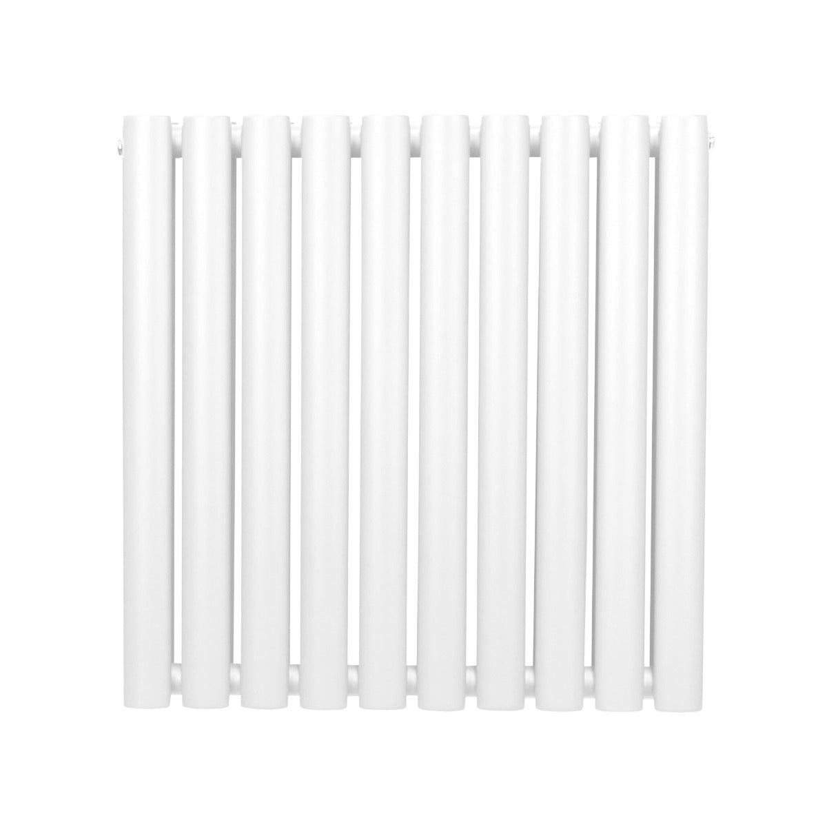 Radiateur à colonnes ovales blanc, 2 panneaux, dimensions 600 x 600 mm, finition lisse et moderne, idéal pour un intérieur élégant