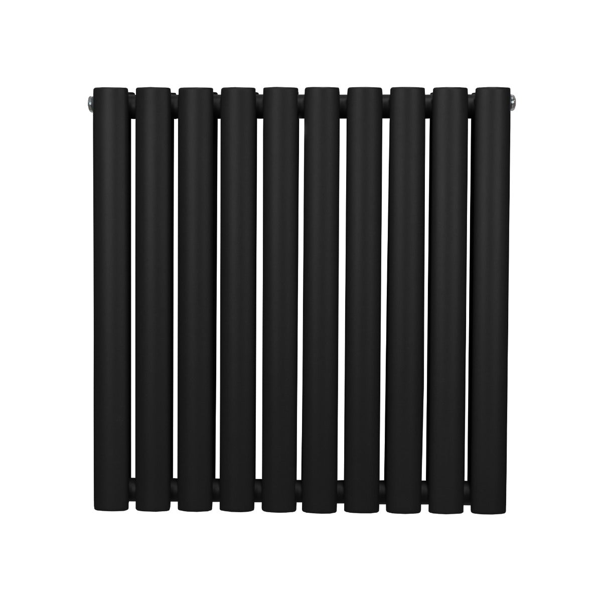 Radiateur à colonnes ovales noir, 2 panneaux, 600 x 600 mm, avec des tubes lisses et un design moderne et élégant