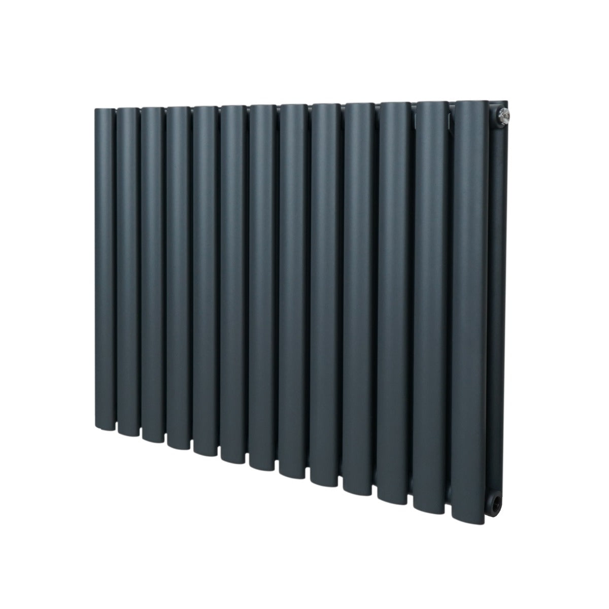Radiateur à colonnes ovales gris anthracite, 2 panneaux, dimensions 600 x 780 mm, surface lisse et moderne, idéal pour le chauffage intérieur