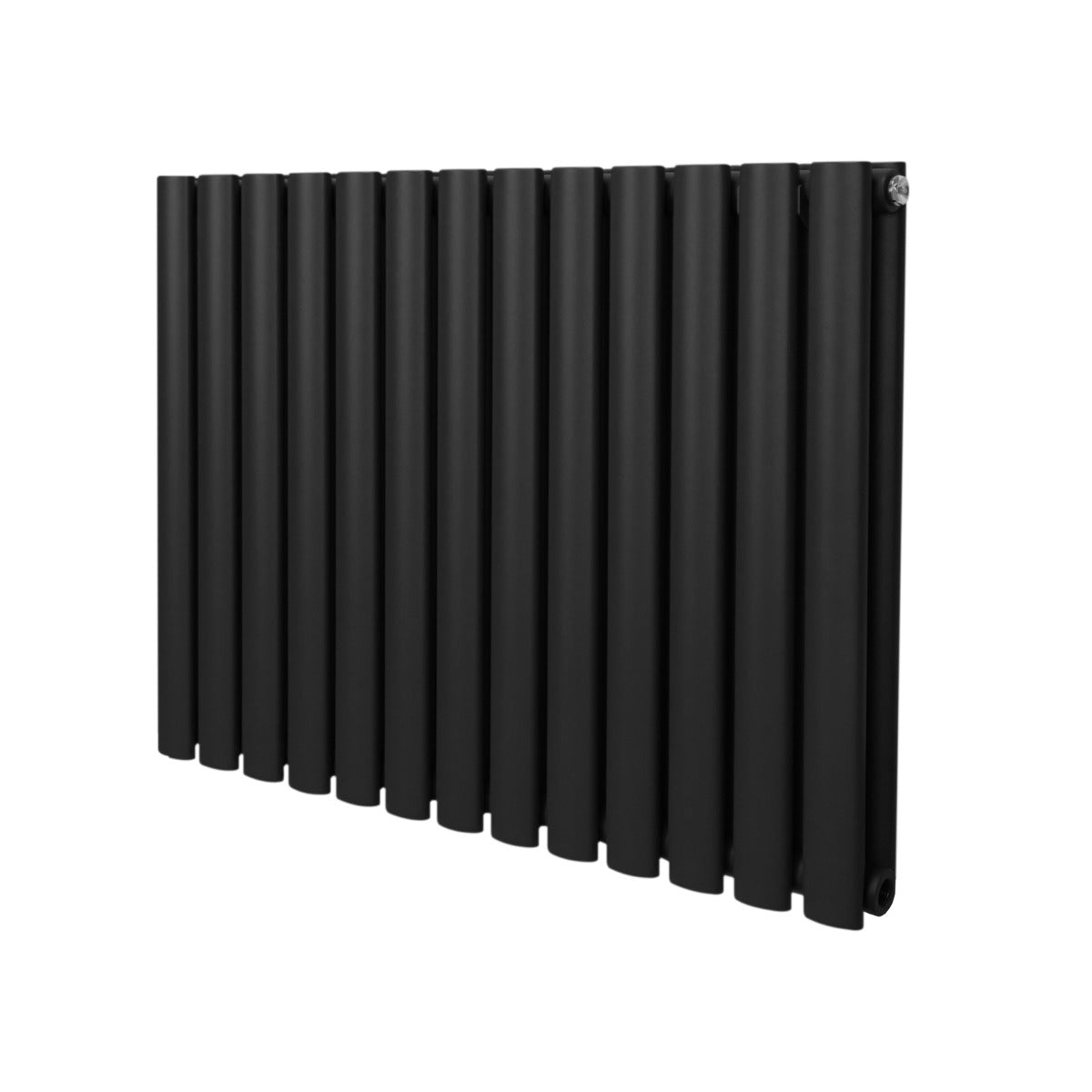 Radiateur à colonnes ovales noir, 2 panneaux, dimensions 600 x 780 mm, surface lisse et finition mate, design moderne et élégant