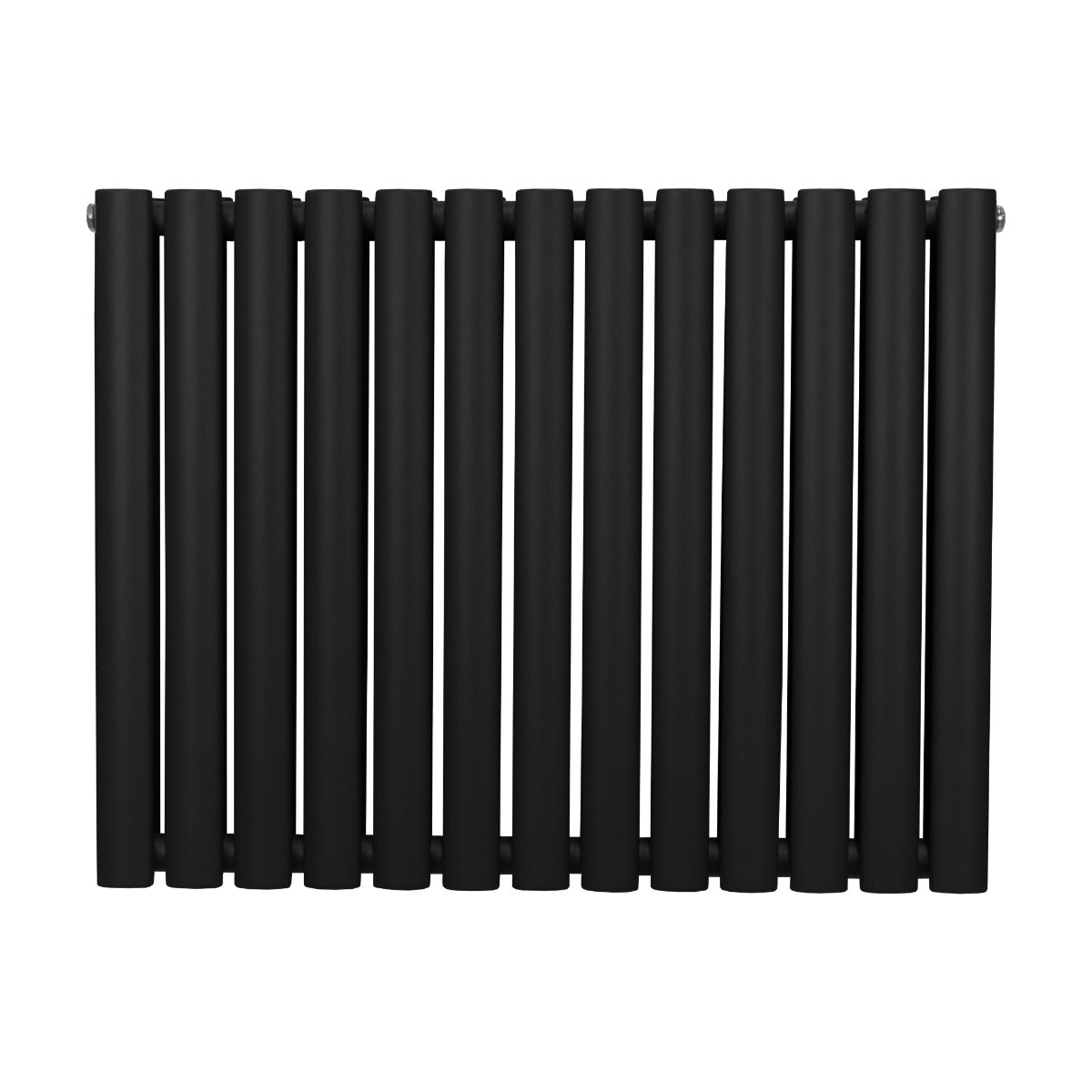 Radiateur à colonnes ovales noir, 2 panneaux, dimensions 600 x 780 mm, avec une finition lisse et moderne, idéal pour le chauffage intérieur