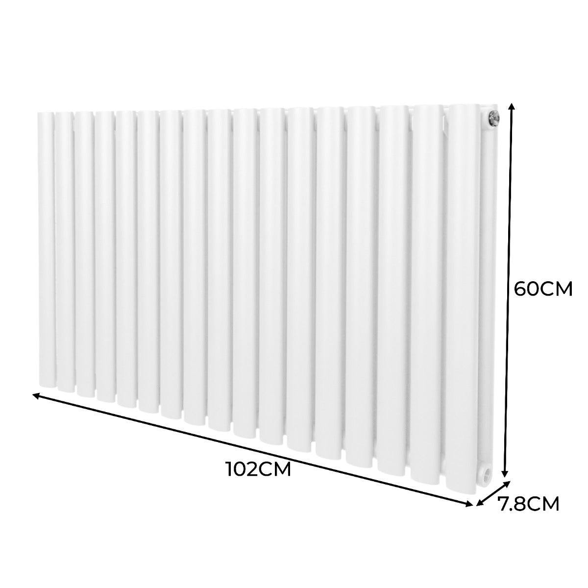 Radiateur à colonnes ovales blanc, 600 x 1020 mm, avec deux panneaux, surface lisse et finition moderne, idéal pour le chauffage intérieur