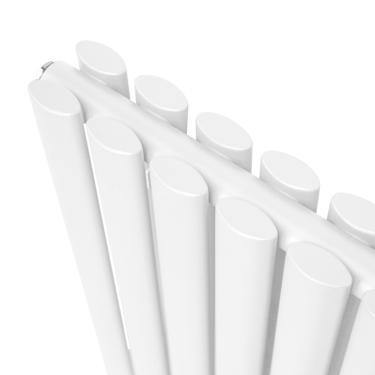 Radiateur à colonnes ovales blanc, 2 panneaux, 600 x 1020 mm, avec une surface lisse et des courbes élégantes pour un design moderne