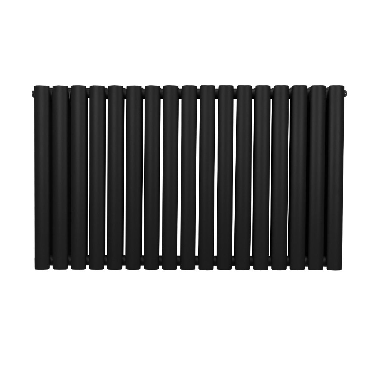 Radiateur à colonnes ovales noir, 2 panneaux, 600 x 1020 mm, avec une finition lisse et moderne, idéal pour un intérieur élégant