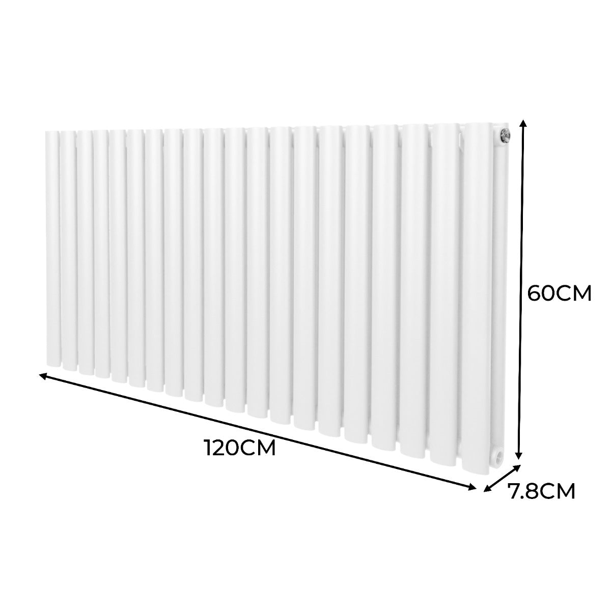 Radiateur à colonnes ovales blanc, dimensions 600 x 1200 mm, avec surface lisse et finitions modernes, idéal pour un intérieur élégant