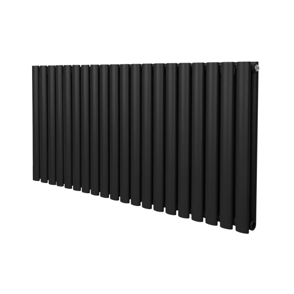 Radiateur à colonnes ovales noir, 2 panneaux, dimensions 600 x 1200 mm, surface lisse et finition mate, design moderne et élégant