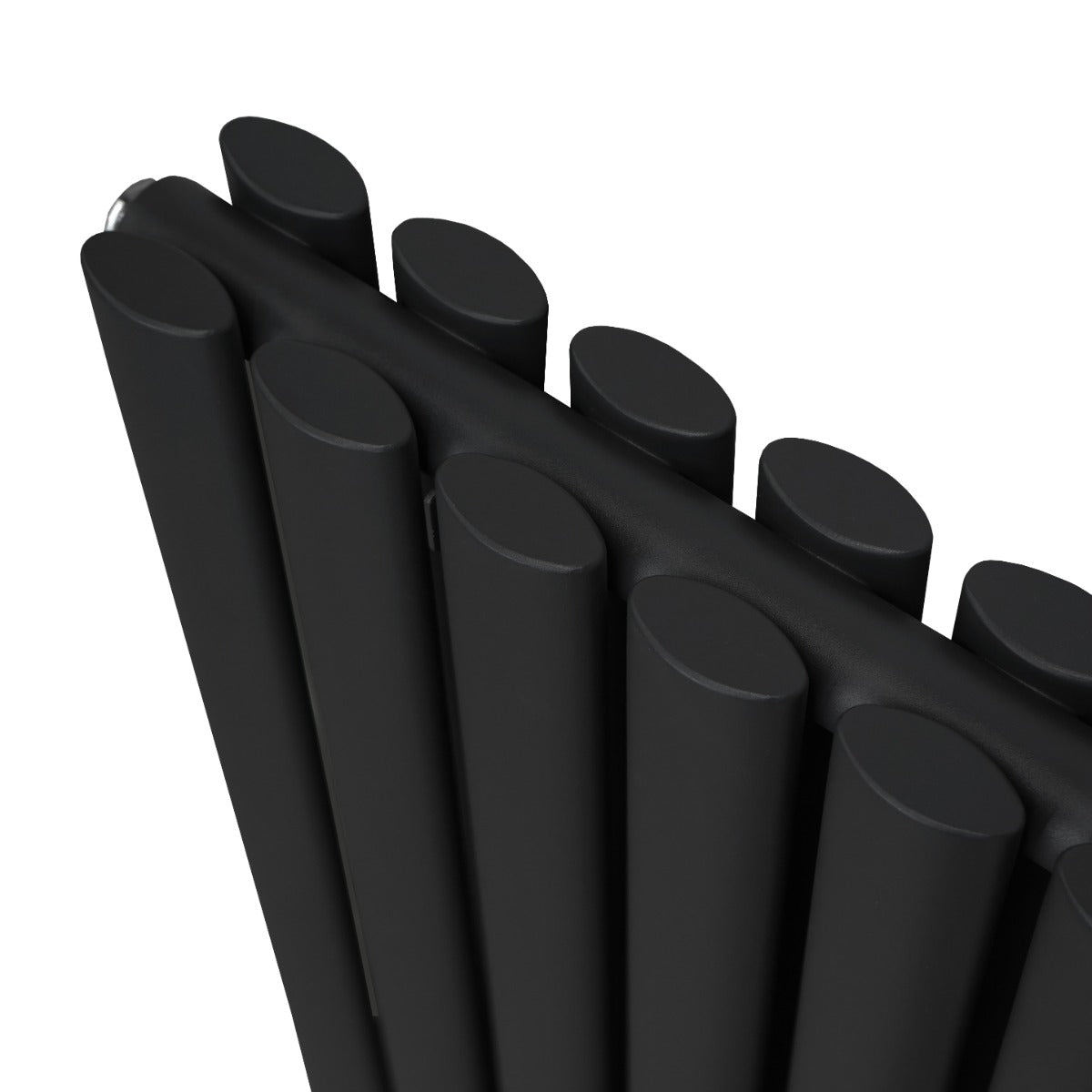 Radiateur à colonnes ovales noir, 2 panneaux, finition lisse, design moderne, dimensions 600 x 1200 mm, idéal pour le chauffage intérieur