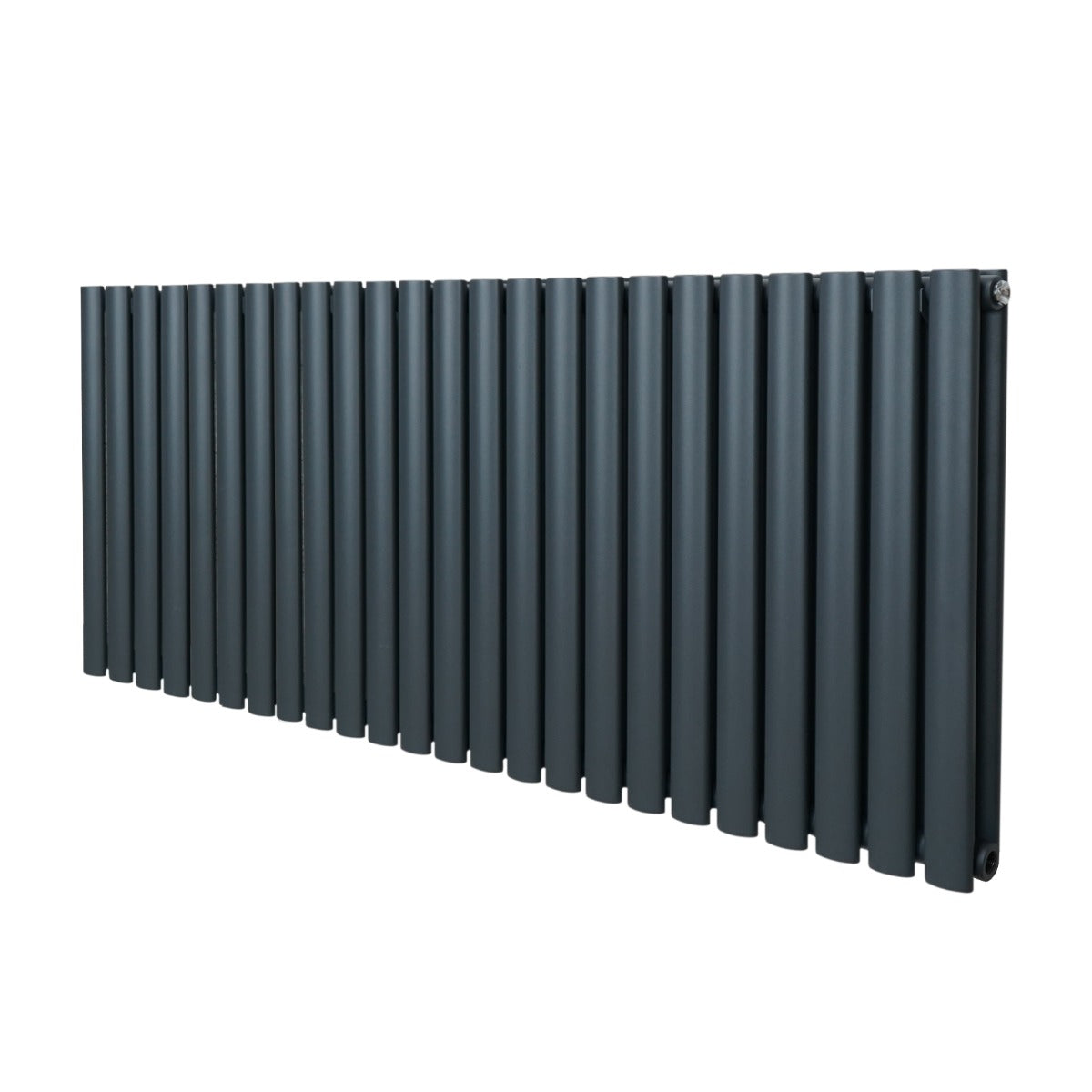 Radiateur à colonnes ovales gris anthracite, 2 panneaux, 600 x 1440 mm, avec une finition lisse et moderne, idéal pour un intérieur contemporain