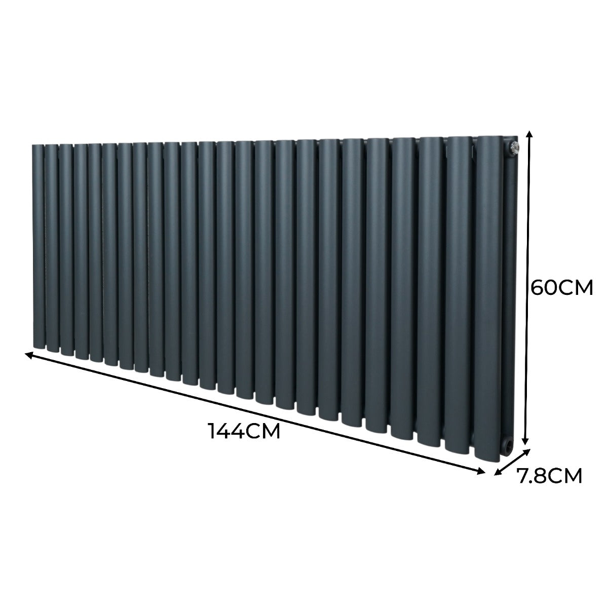 Radiateur à colonnes ovales gris anthracite, dimensions 600 x 1440 mm, surface lisse et finition moderne, design élégant et fonctionnel