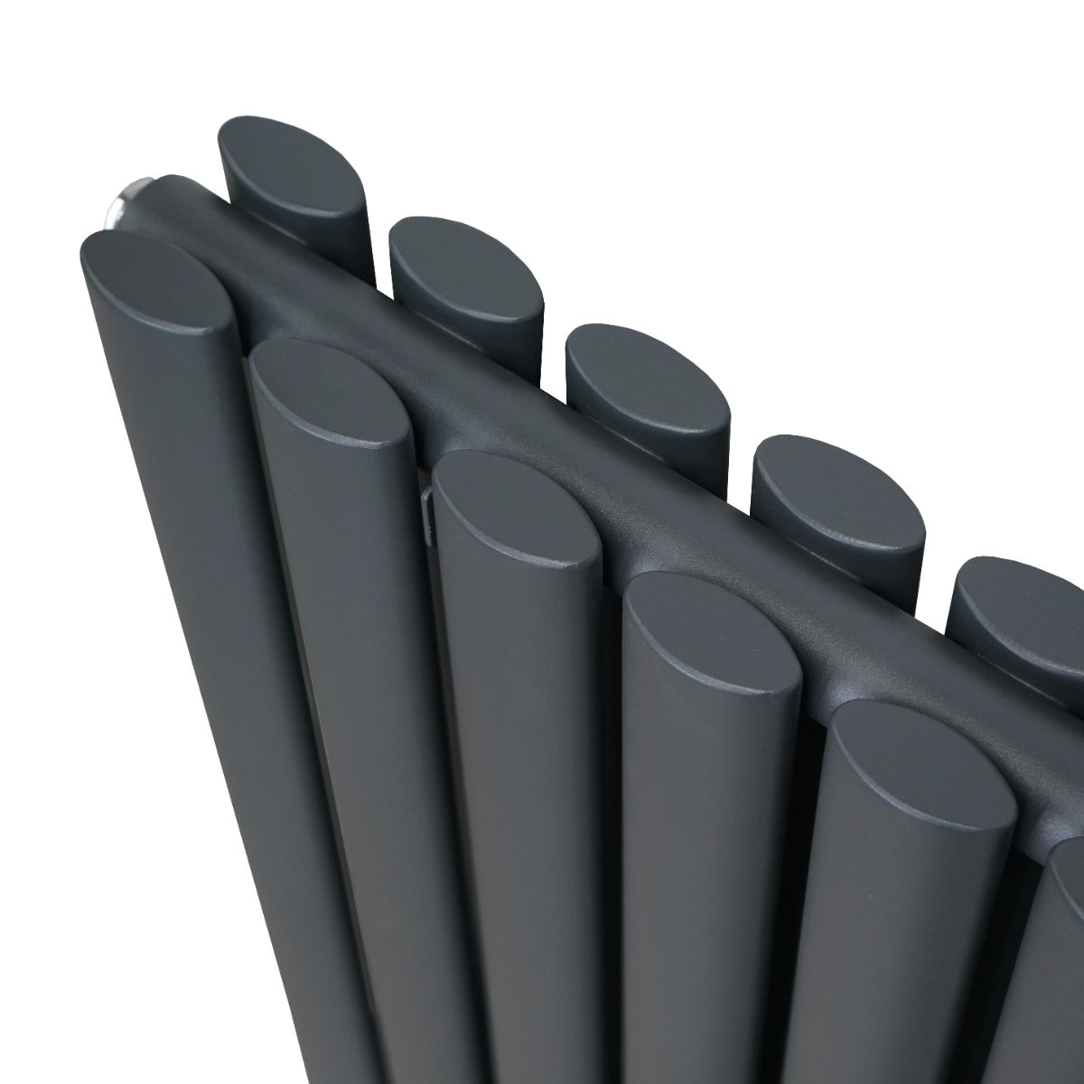 Radiateur à colonnes ovales gris anthracite, 2 panneaux, finition lisse, design moderne et élégant, dimensions 600 x 1440 mm