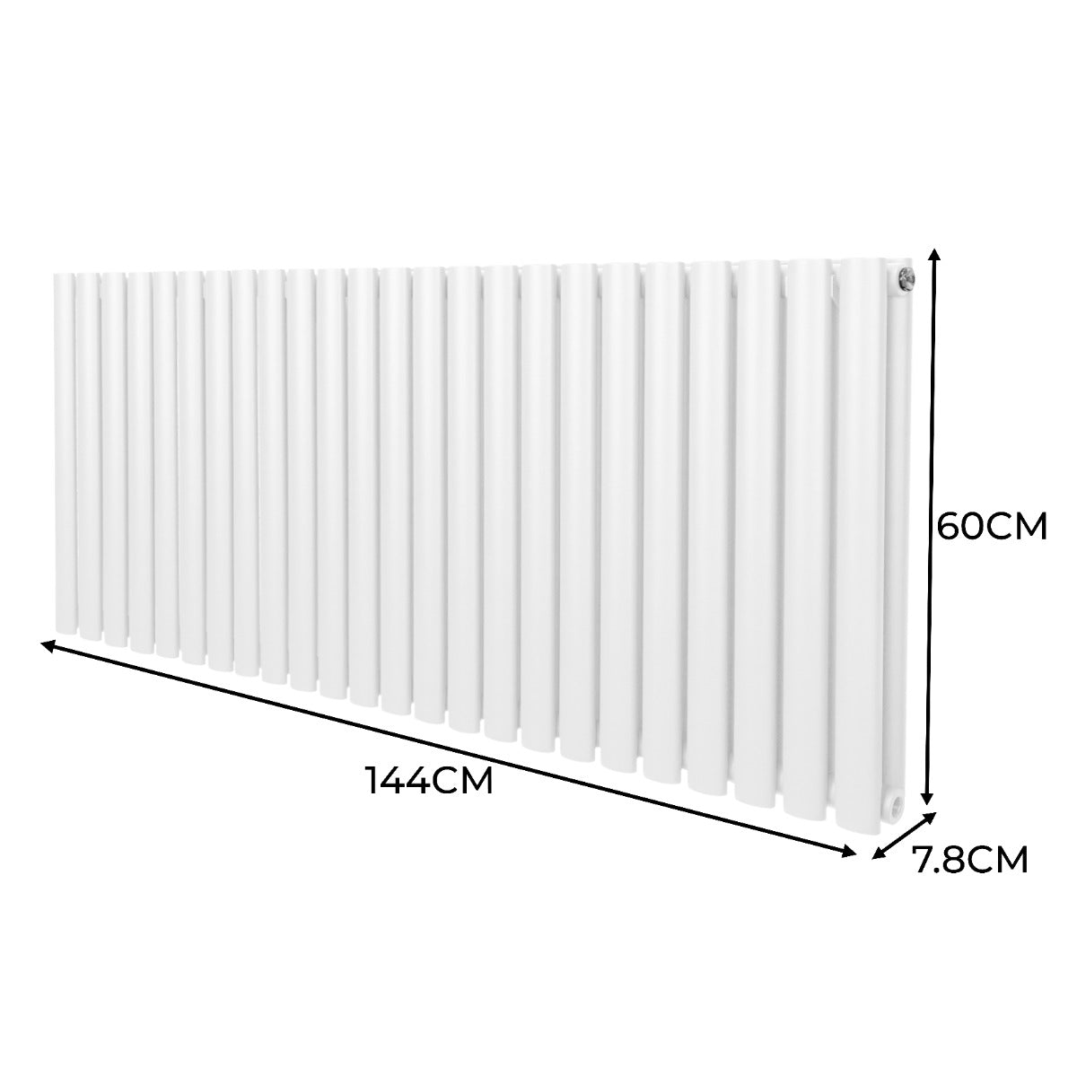 Radiateur à colonnes ovales blanc, 2 panneaux, dimensions 600 x 1440 mm, surface lisse et moderne, idéal pour le chauffage intérieur