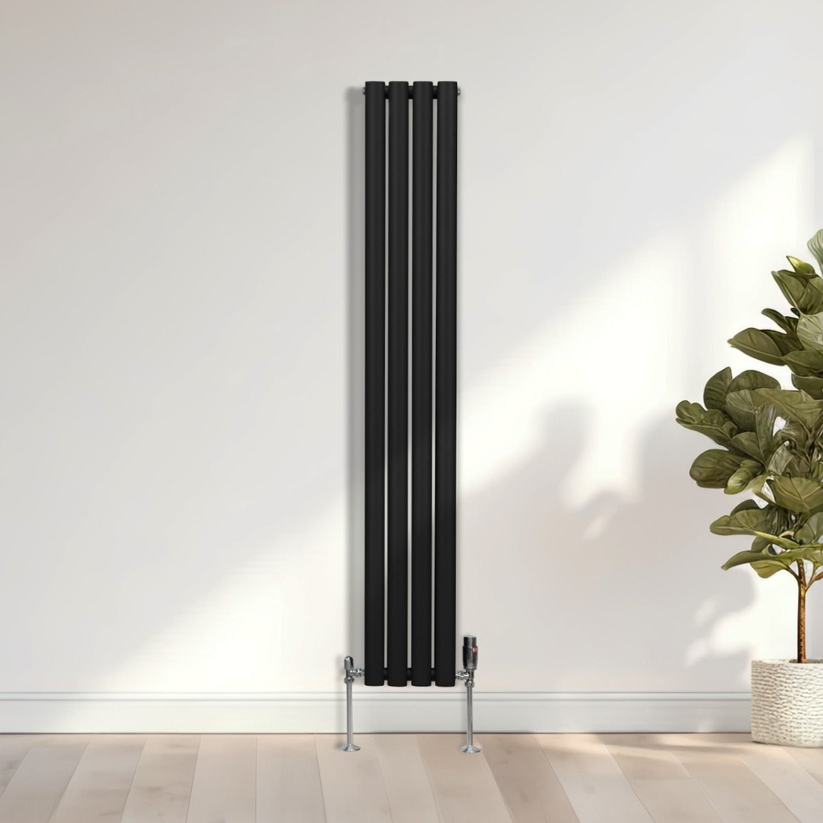 Radiateur à Colonnes Ovales, 2 Panneaux - 1600 x 240 mm – Noir