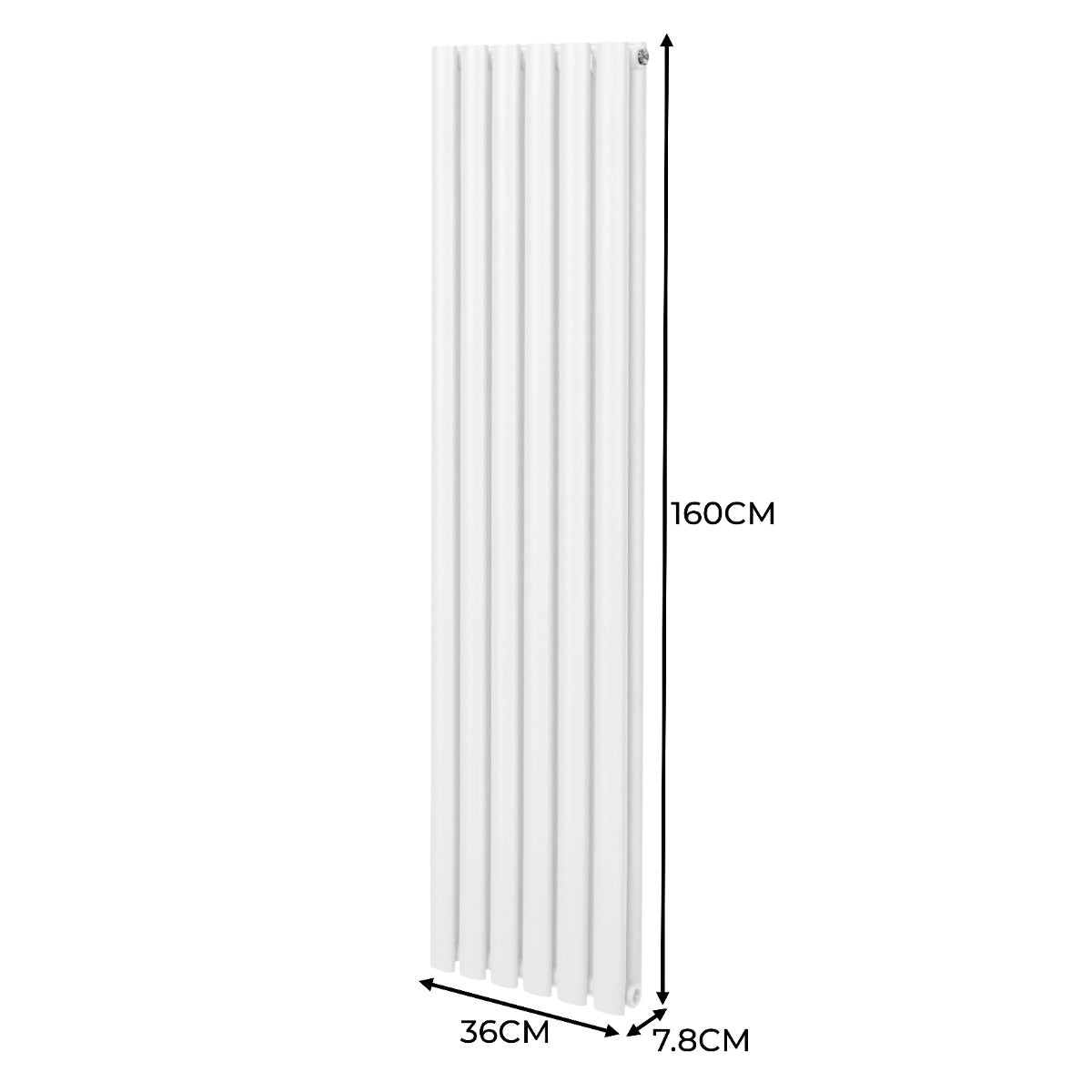 Radiateur à colonnes ovales blanc, 2 panneaux, dimensions 1600 x 360 mm, surface lisse et finition moderne, idéal pour le chauffage intérieur