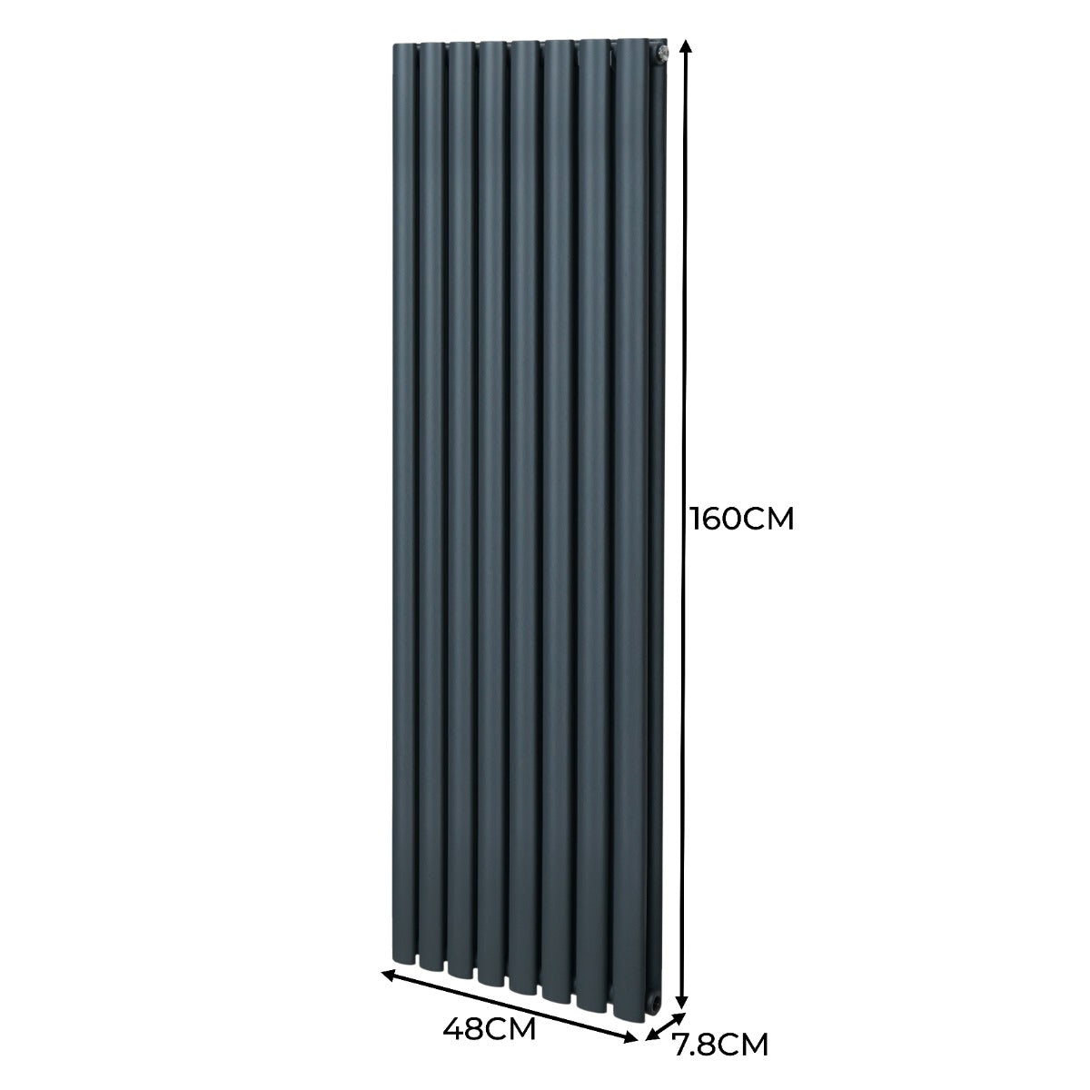 Radiateur à Colonnes Ovales, 2 Panneaux- 1600 x 480 mm – Gris Anthracite