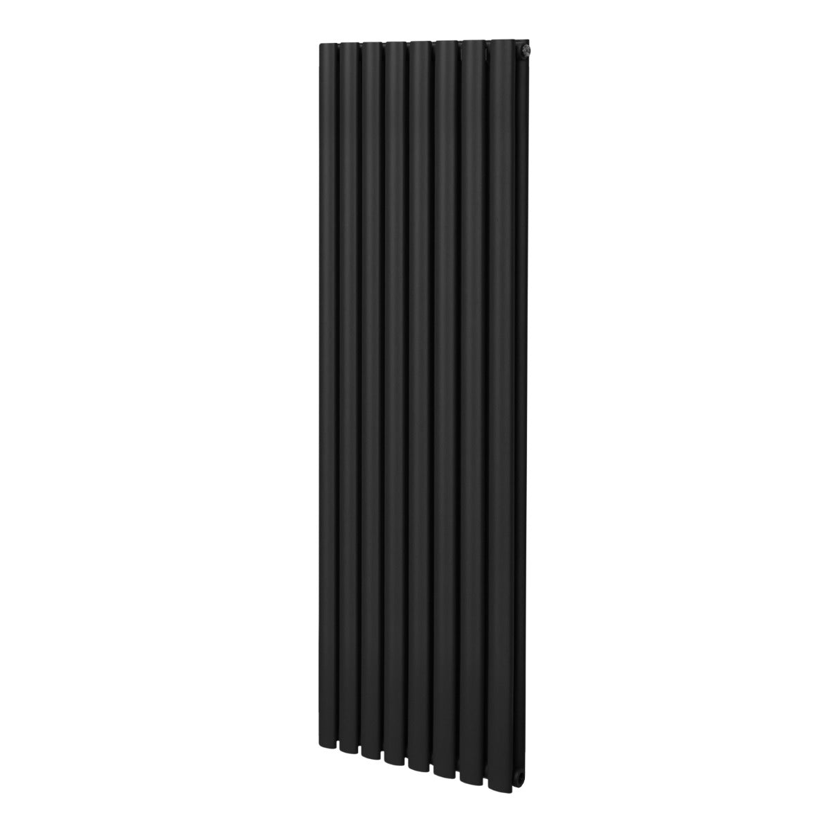 Radiateur à colonnes ovales noir, 1600 x 480 mm, avec deux panneaux, surface lisse et finition élégante, design moderne et épuré