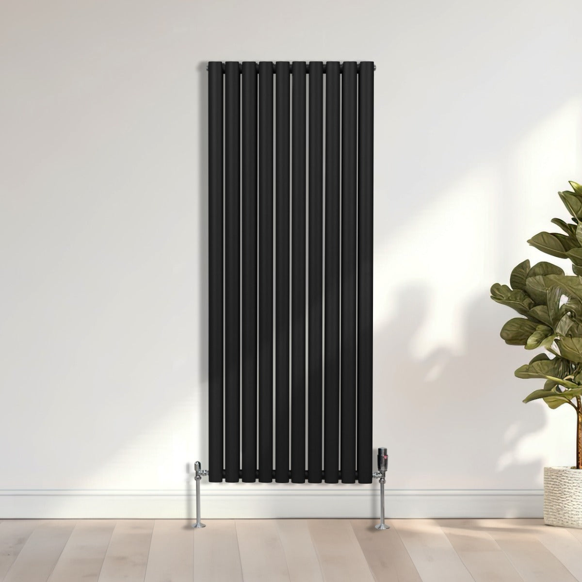 Radiateur à Colonnes Ovales, 2 Panneaux - 1600 x 600 mm – Noir