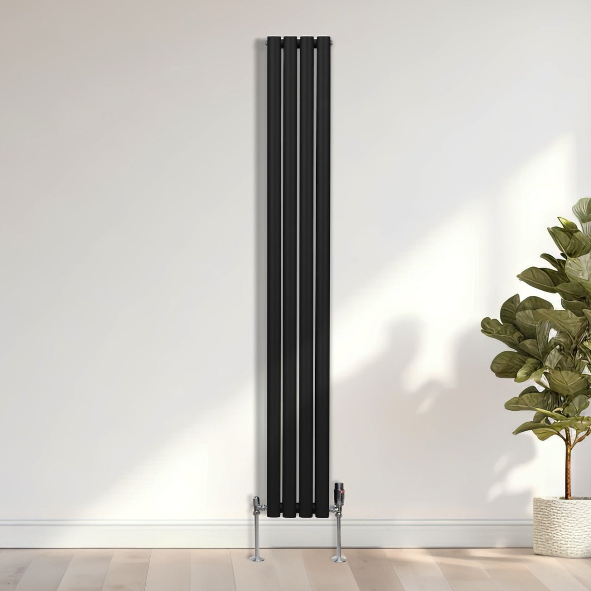 Radiateur à Colonnes Ovales, 2 Panneaux - 1800 x 240 mm – Noir