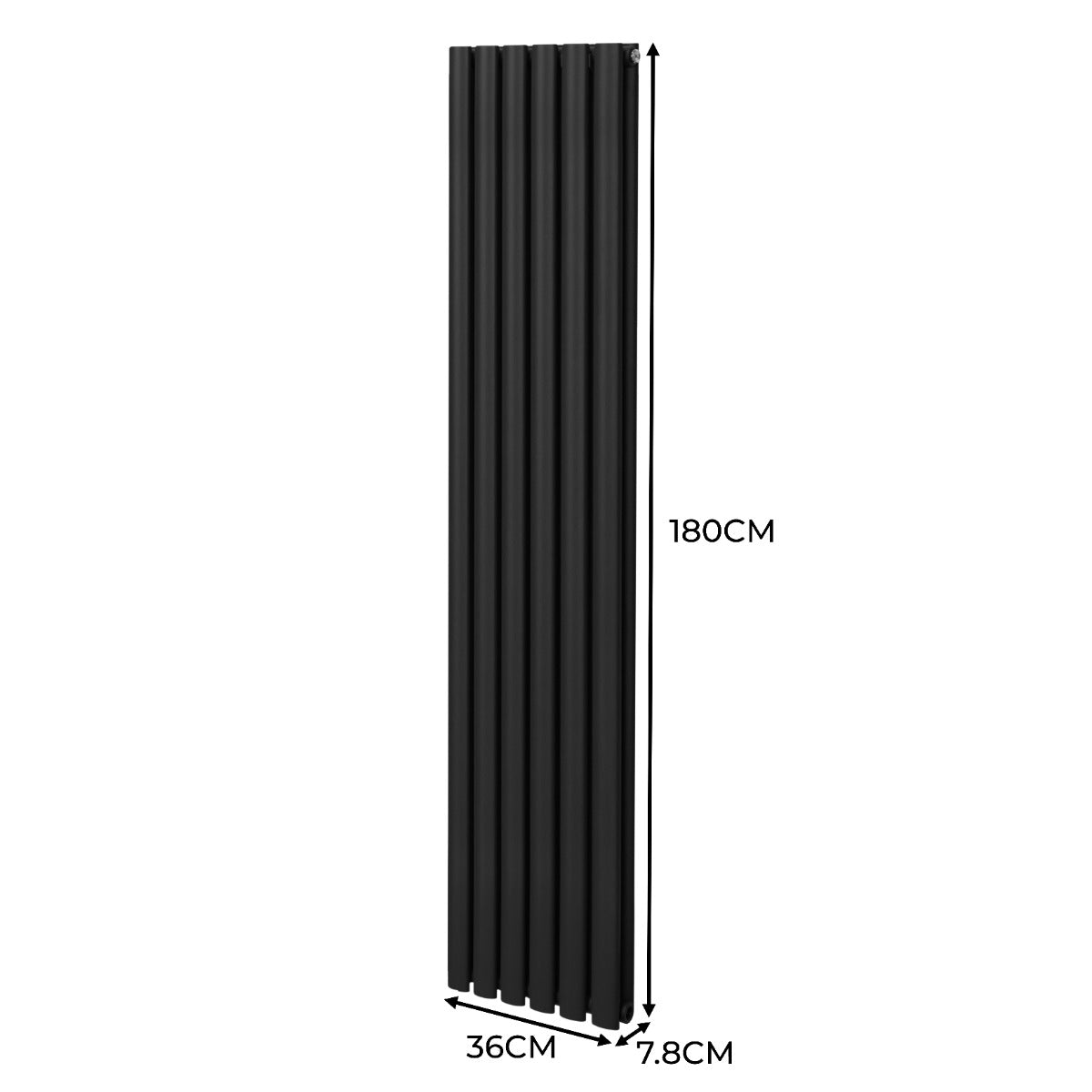 Radiateur à Colonnes Ovales, 2 Panneaux - 1800 x 360 mm – Noir