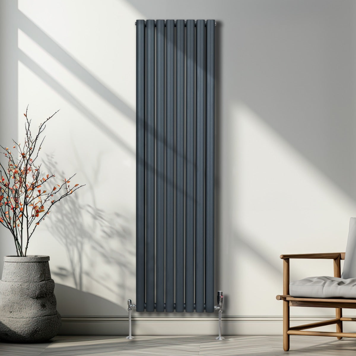 Radiateur à Colonne Ovale - 1800mm x 480mm – Gris Anthracite