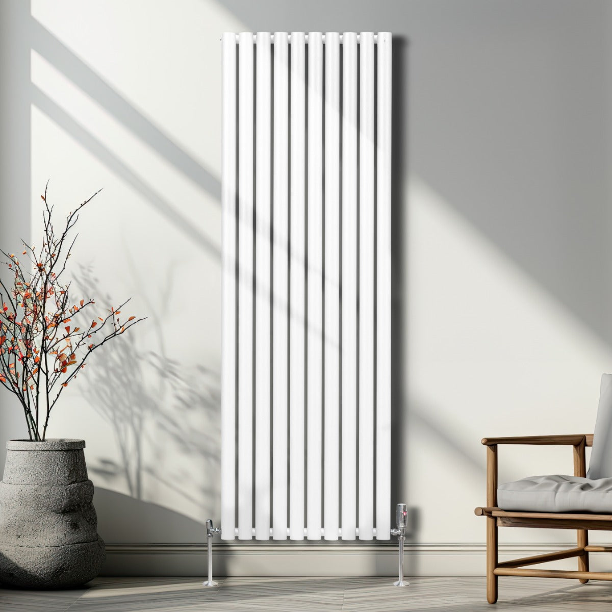 Radiateur à Colonnes Ovales, 2 Panneaux - 1800 x 600 mm – Blanc