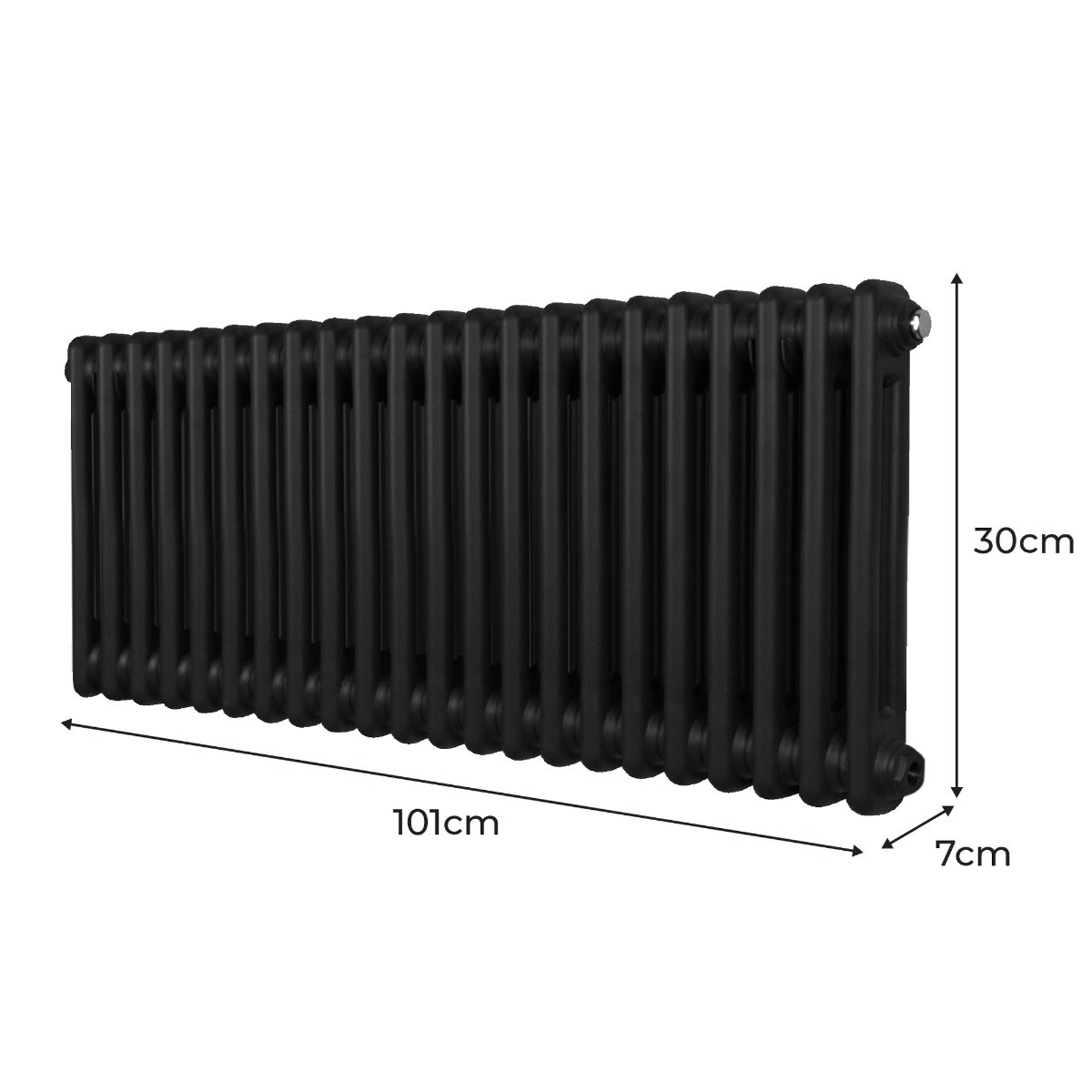 Radiateur Traditionnel à 2 Colonnes – 300 x 1012 mm – Noir