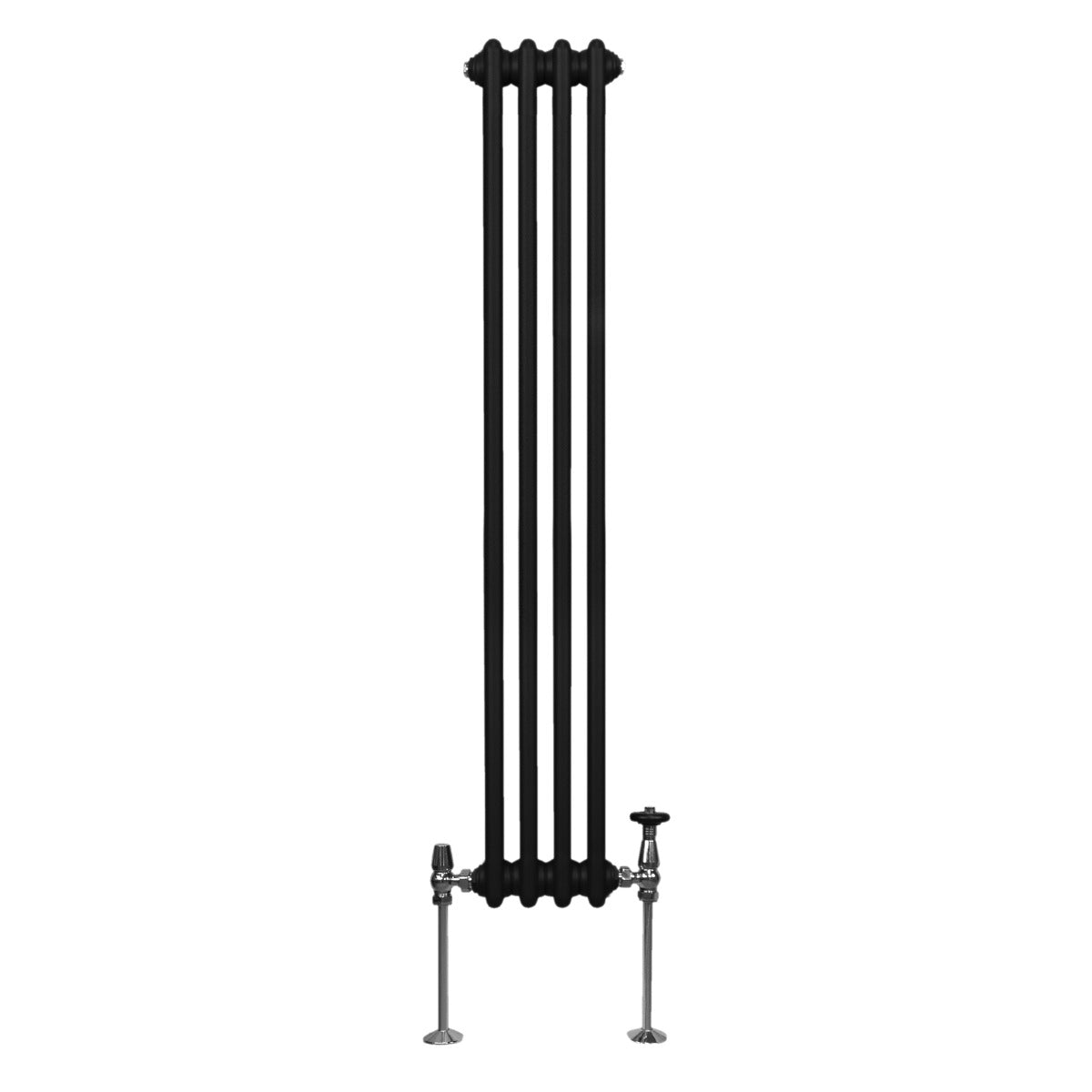 Radiateur traditionnel noir à 2 colonnes, 1500 x 202 mm, avec finition lisse et élégante, idéal pour un intérieur moderne