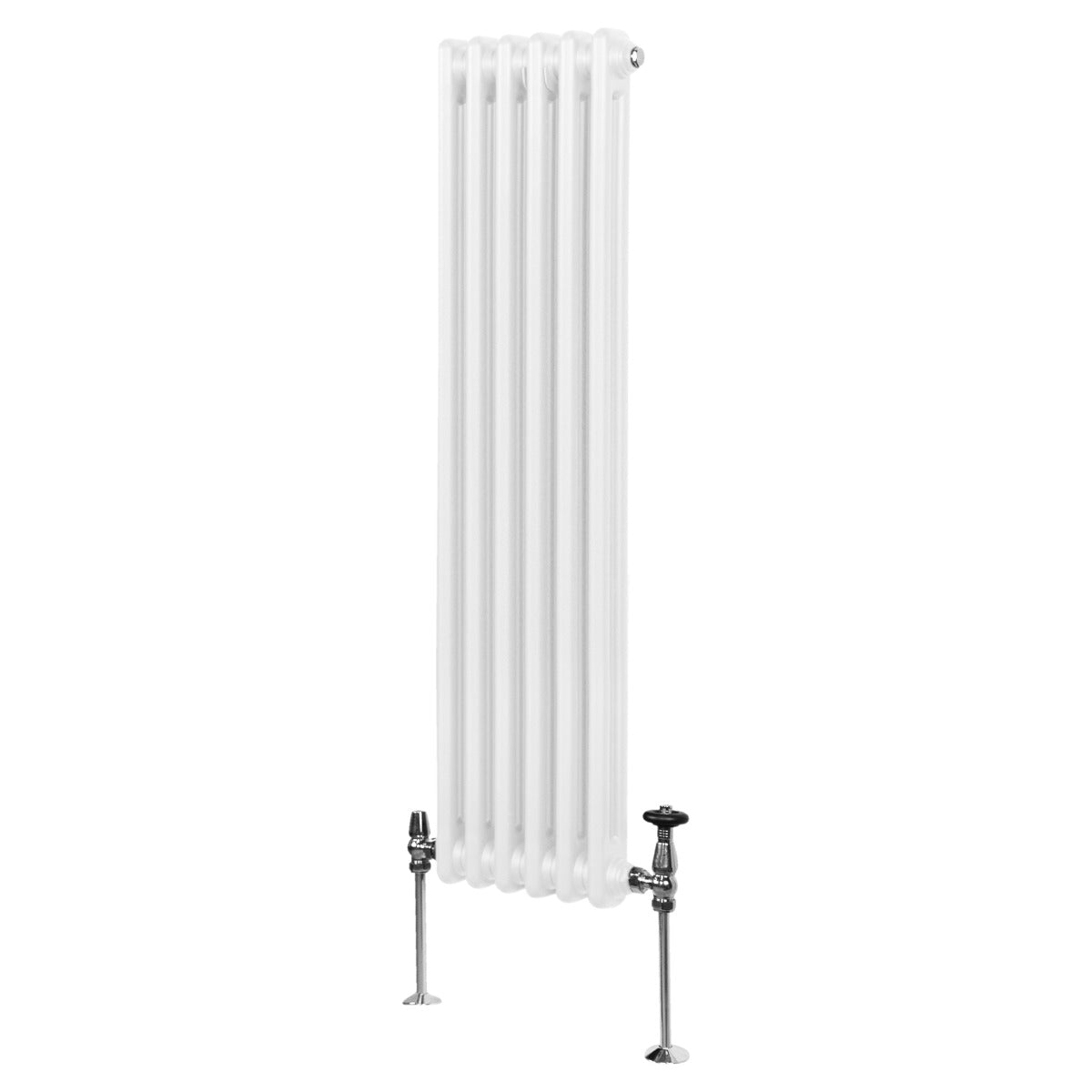 Radiateur traditionnel à 2 colonnes, blanc, 1500 x 292 mm, avec finitions en métal et robinet en chrome, design élégant et moderne