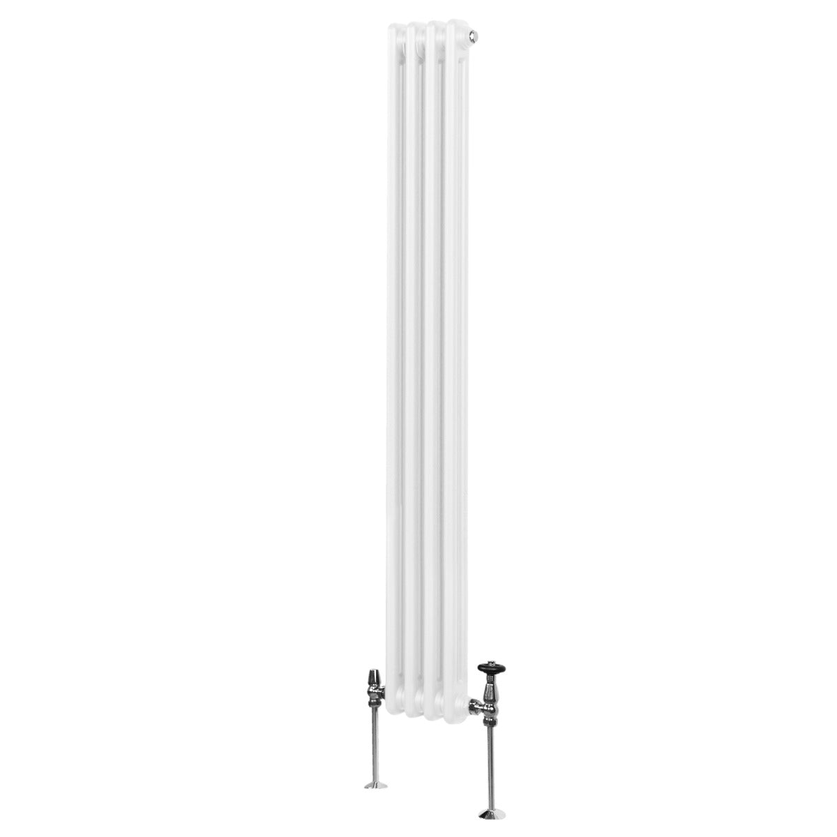 Radiateur traditionnel à 2 colonnes, blanc, 1800 x 202 mm, avec des pieds en métal et un design élégant et classique