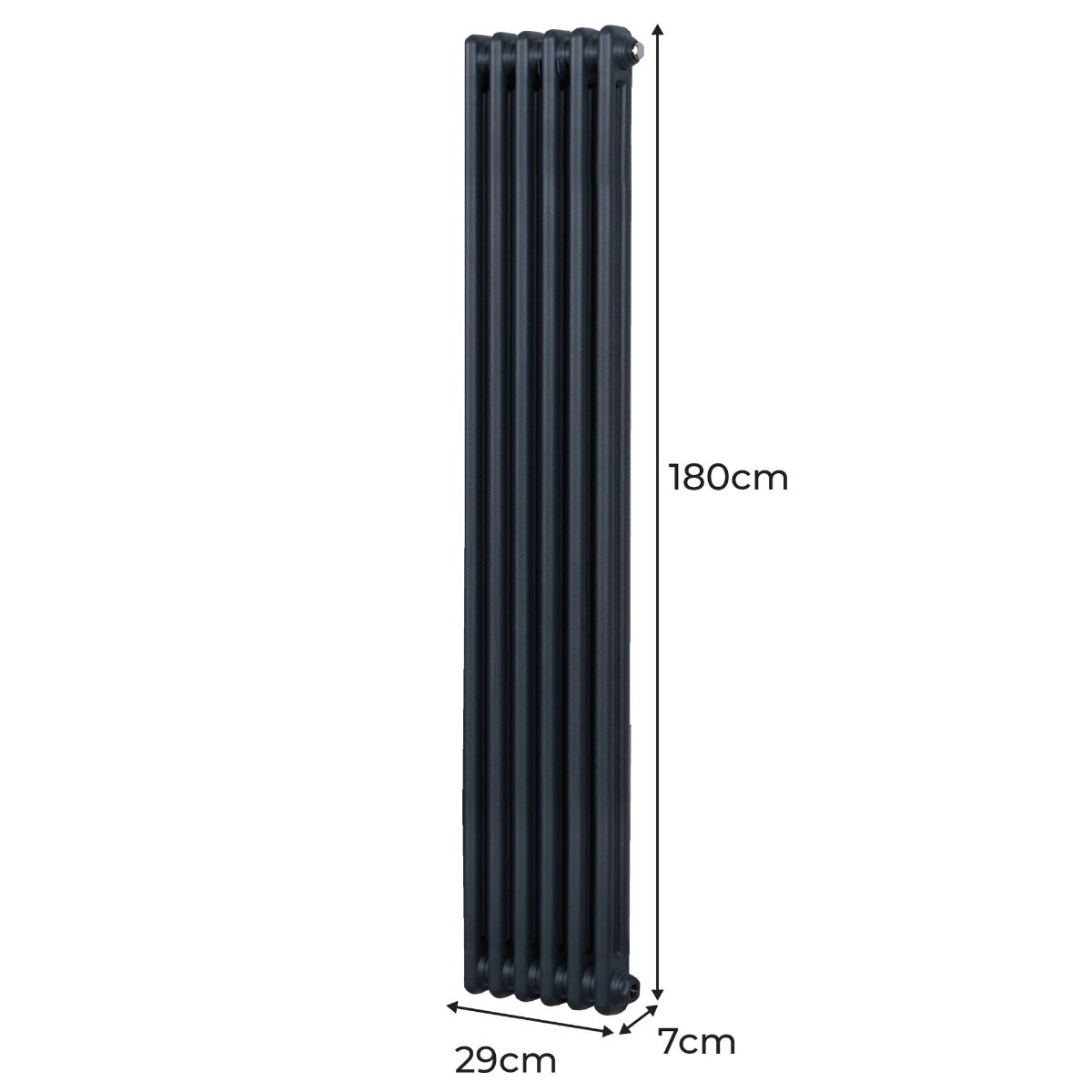 Radiateur traditionnel à 2 colonnes, gris anthracite, dimensions 1800 x 292 mm, design élégant et surface lisse, idéal pour le chauffage intérieur
