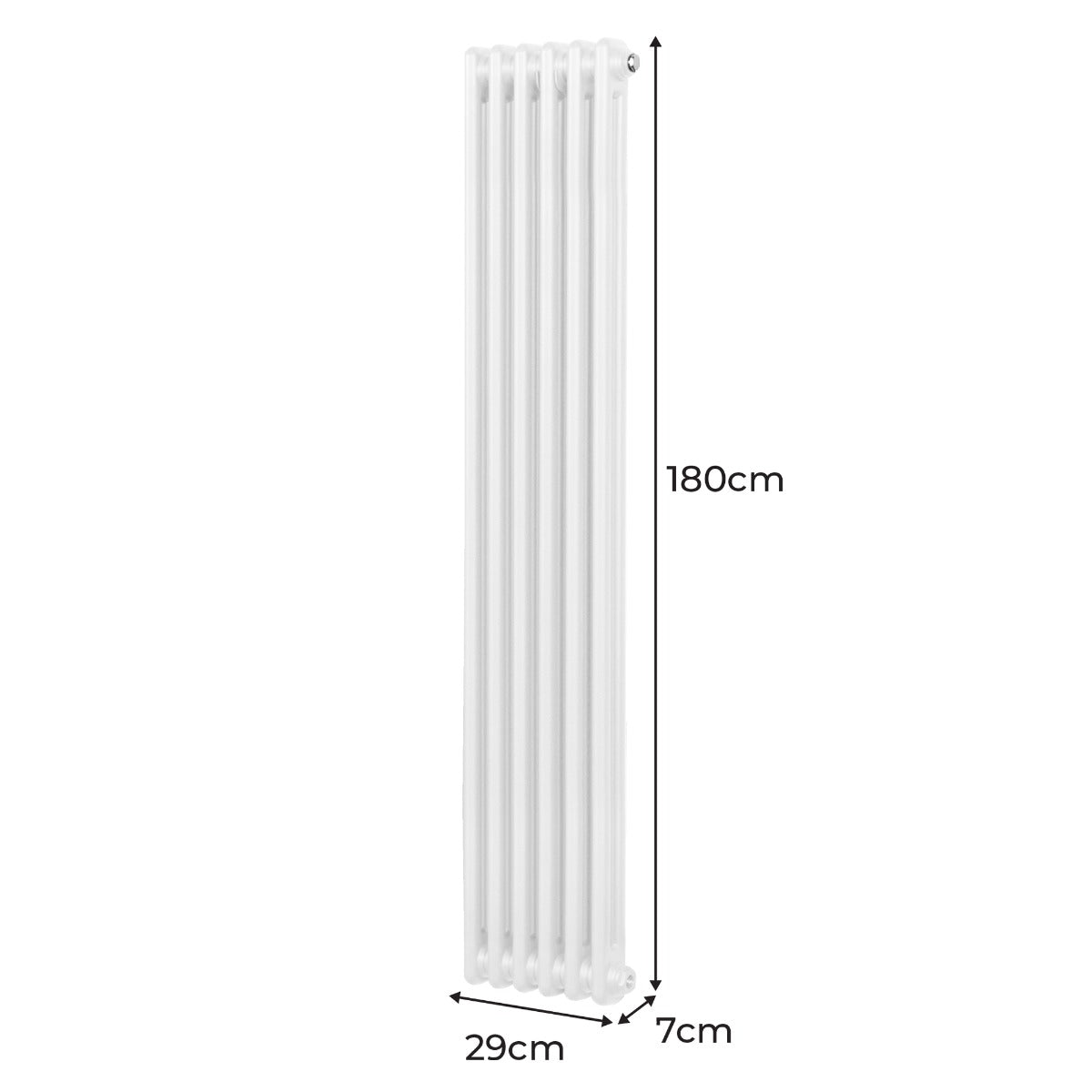 Radiateur traditionnel à 2 colonnes, blanc, dimensions 1800 x 292 mm, surface lisse et finition élégante, idéal pour le chauffage intérieur