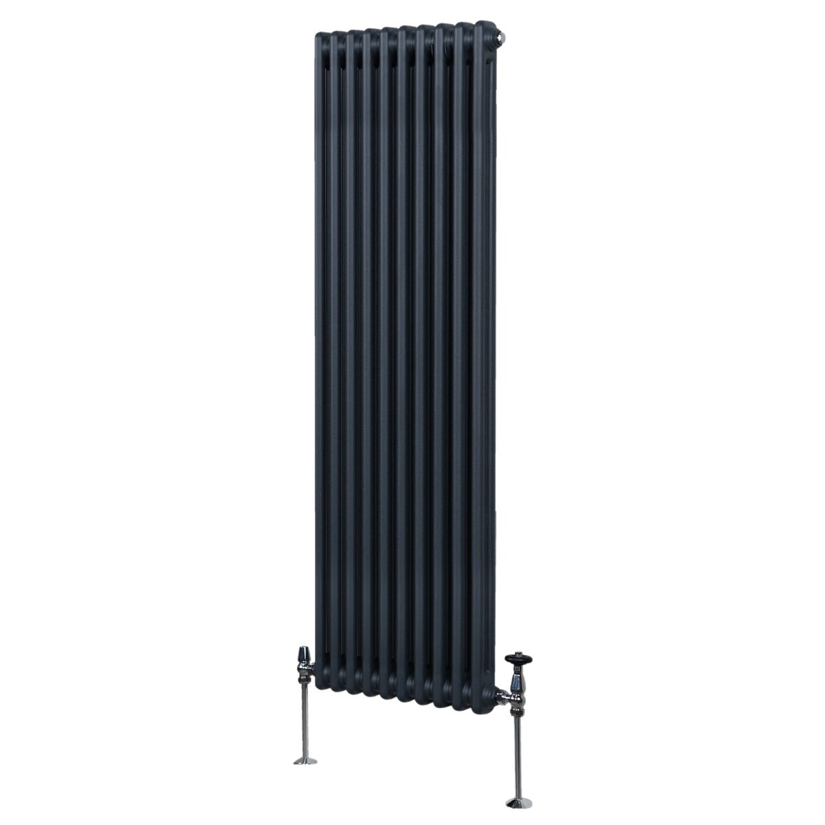 Radiateur traditionnel à 2 colonnes en gris anthracite, 1800 x 472 mm, avec une texture lisse et des finitions élégantes