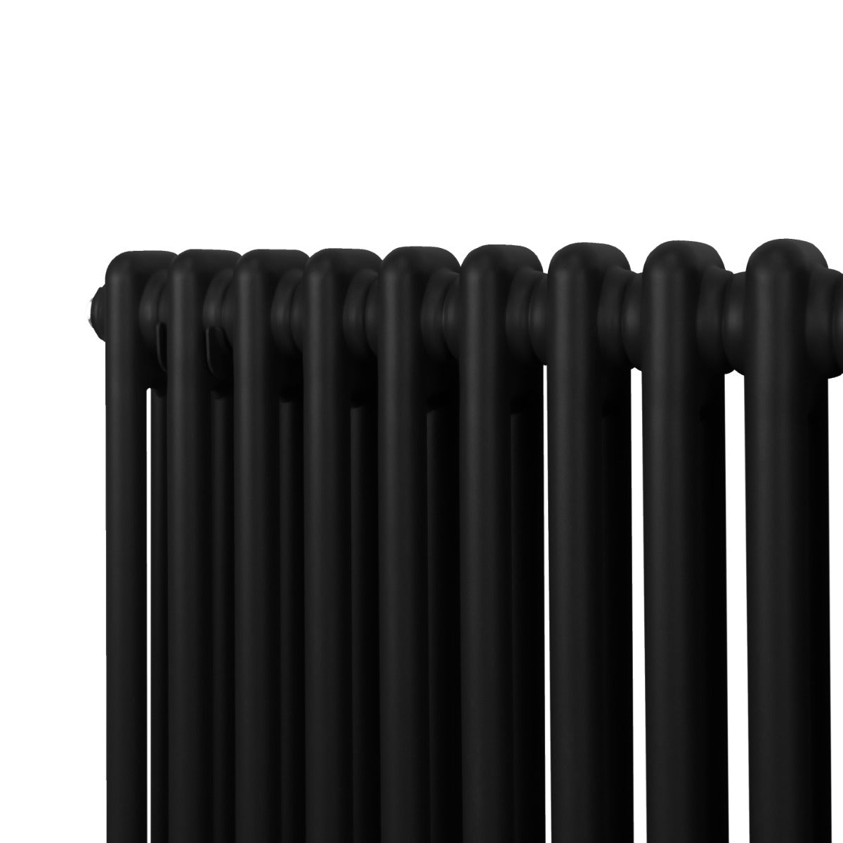 Radiateur traditionnel noir à 2 colonnes, 1800 x 472 mm, avec une finition lisse et des lignes élégantes pour un style classique