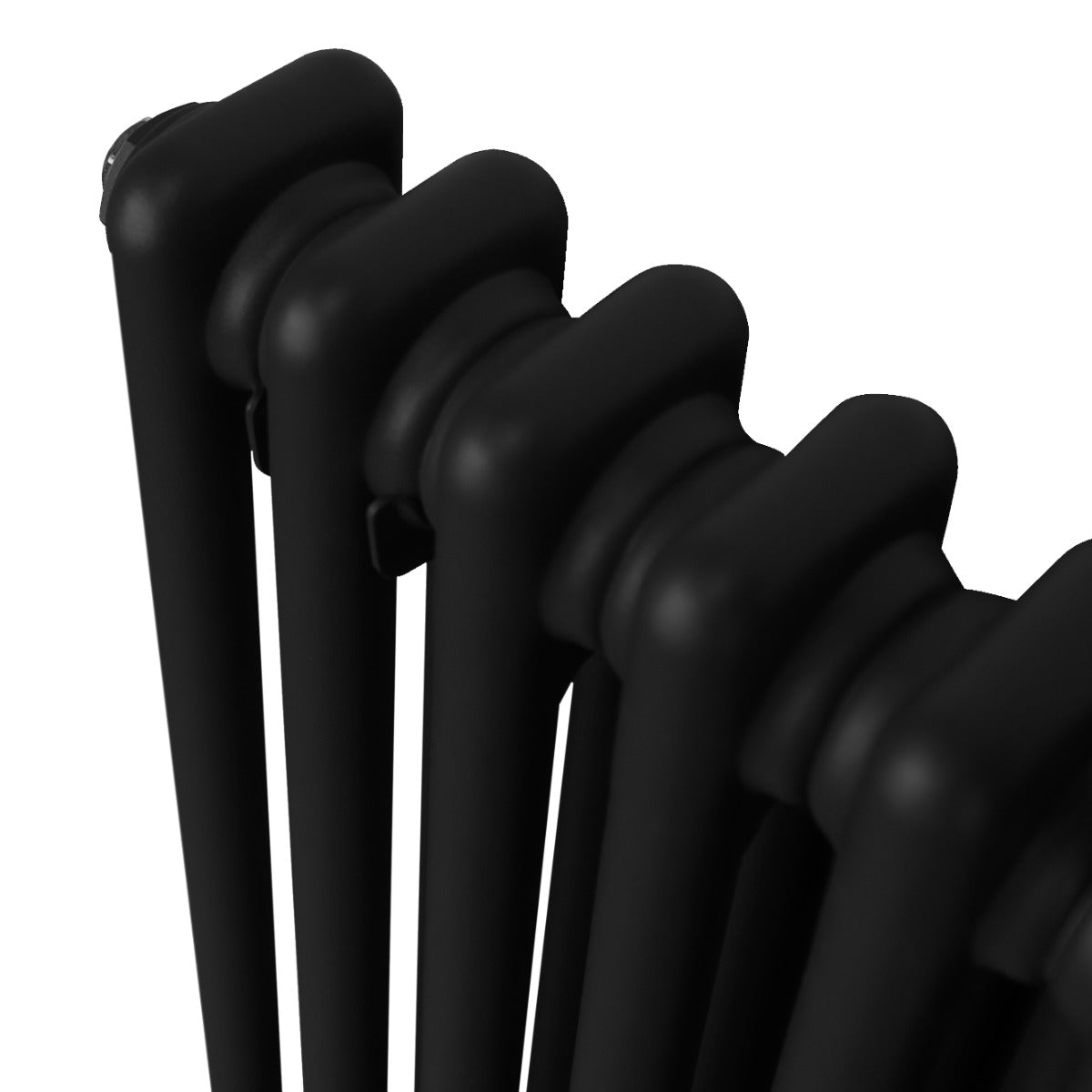Radiateur traditionnel noir à deux colonnes, finition lisse, design élégant, dimensions 1800 x 472 mm, idéal pour un intérieur moderne