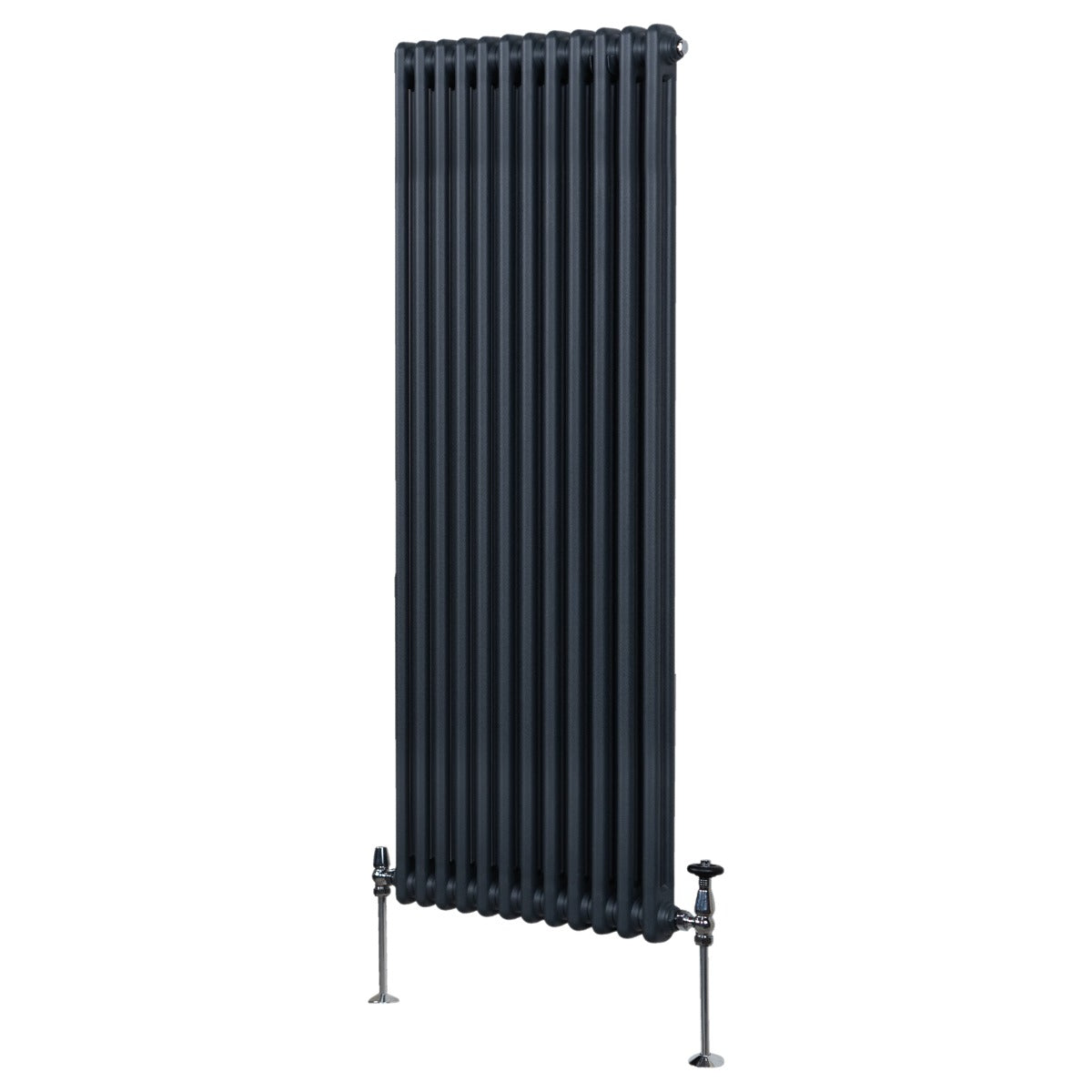 Radiateur traditionnel à 2 colonnes en gris anthracite, 1800 x 562 mm, avec une surface lisse et des finitions élégantes