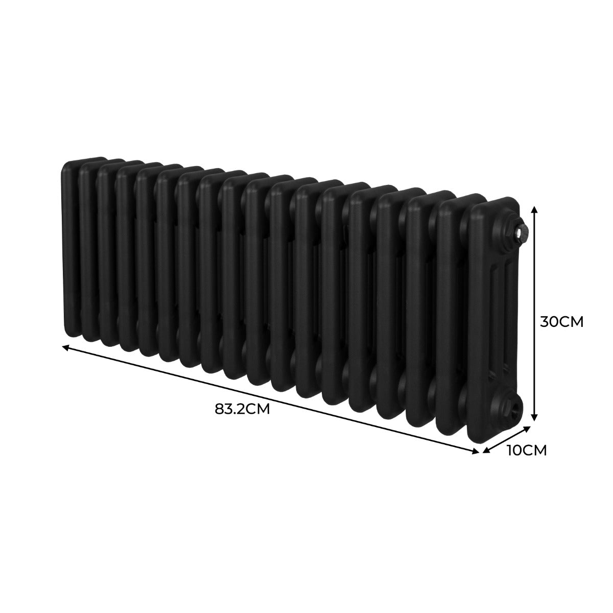 Radiateur Traditionnel à 3 Colonnes – 300 x 832 mm – Noir
