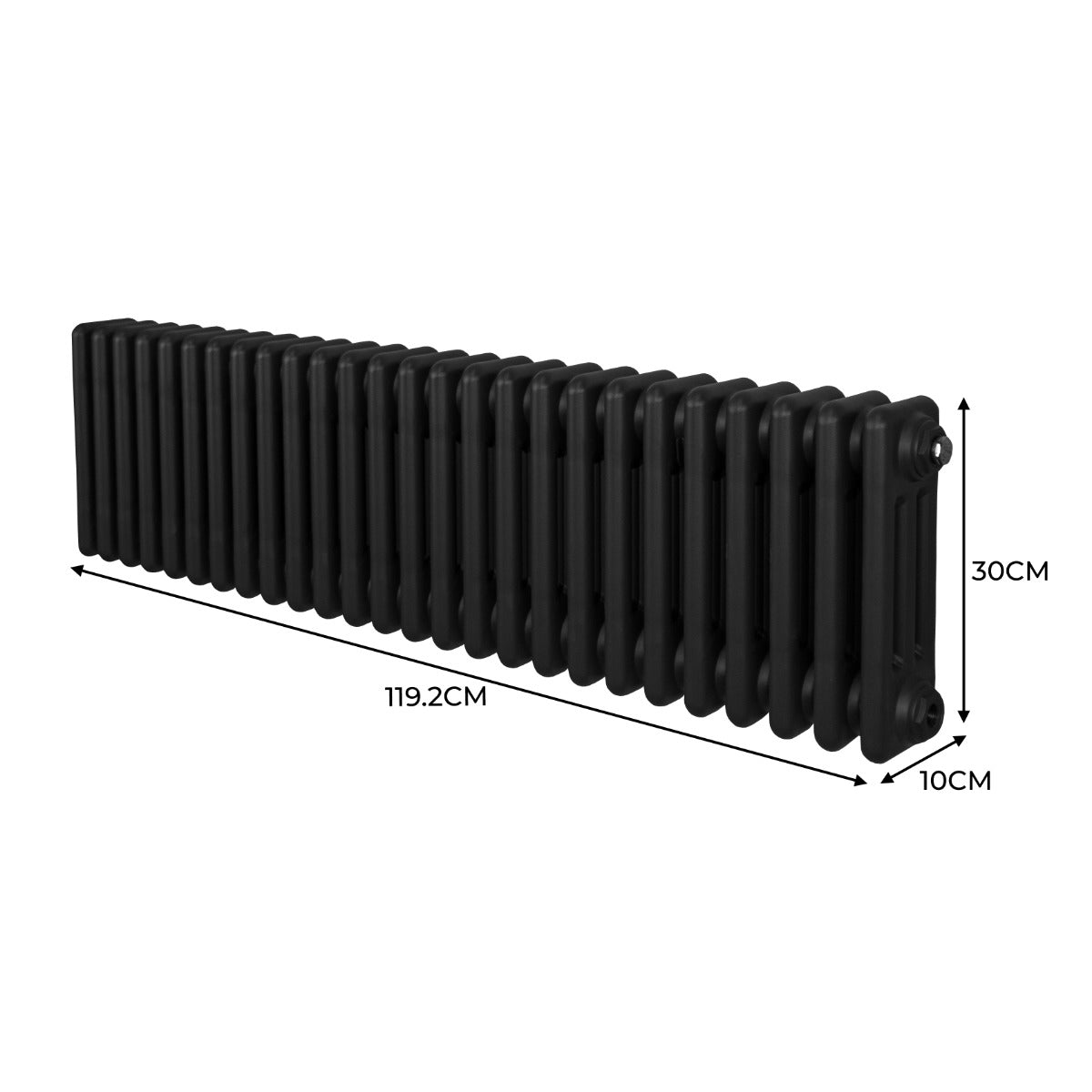 Radiateur Traditionnel à 3 Colonnes – 300 x 1192 mm – Noir